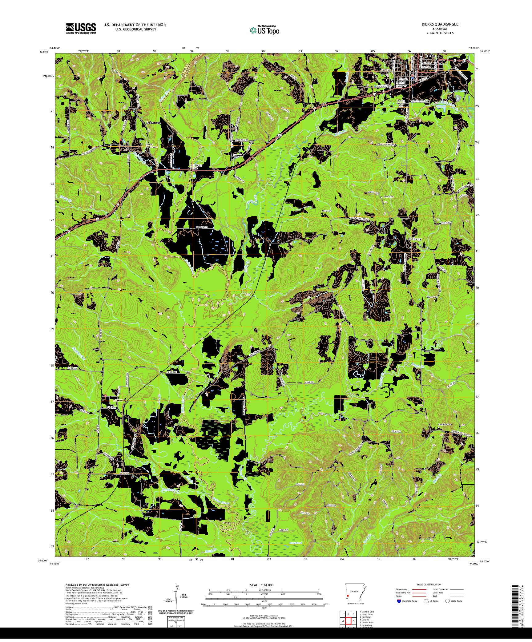 USGS US TOPO 7.5-MINUTE MAP FOR DIERKS, AR 2020