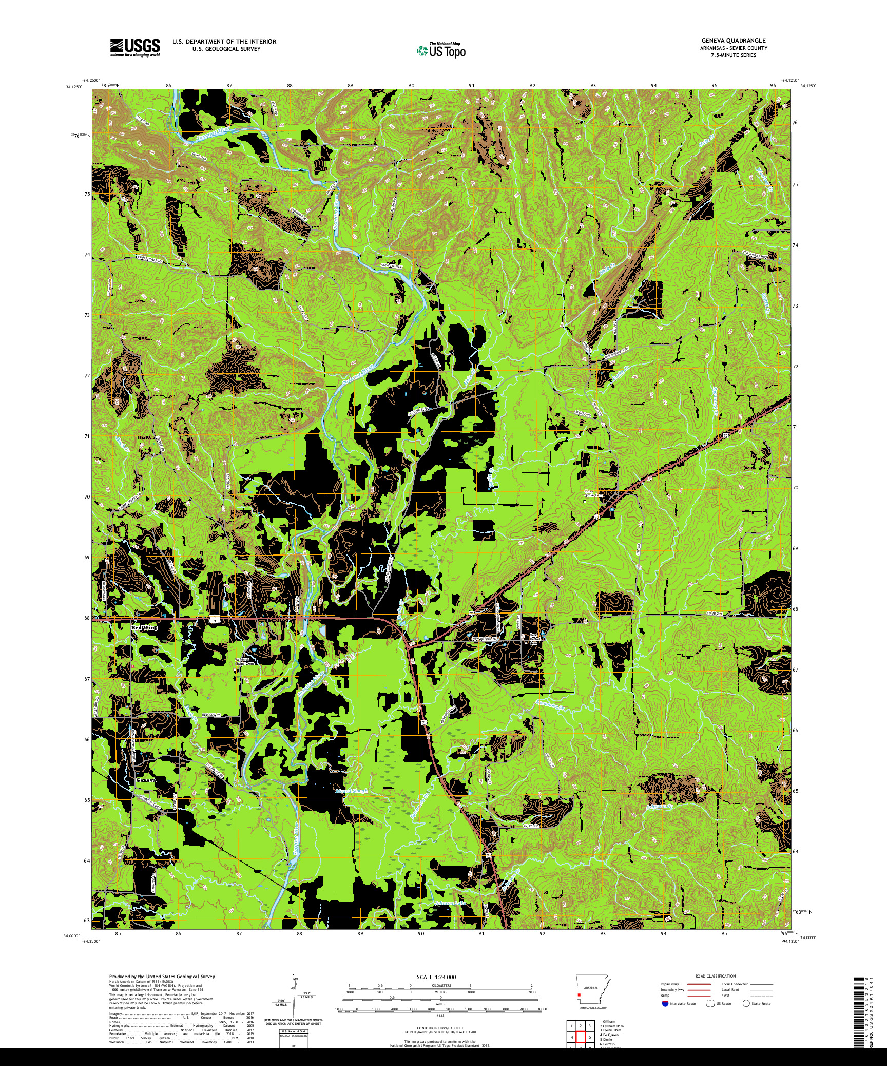 USGS US TOPO 7.5-MINUTE MAP FOR GENEVA, AR 2020