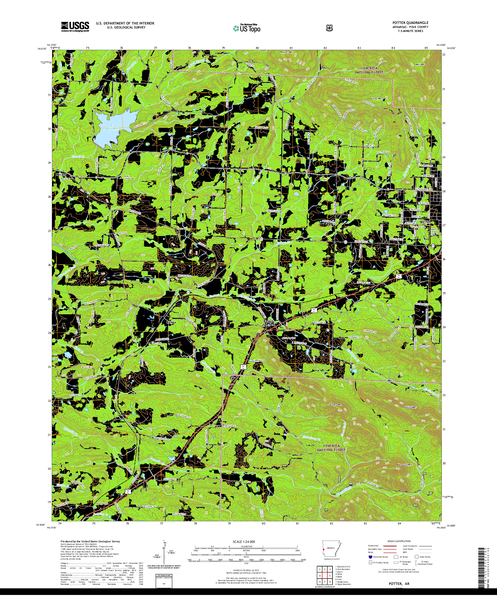 USGS US TOPO 7.5-MINUTE MAP FOR POTTER, AR 2020