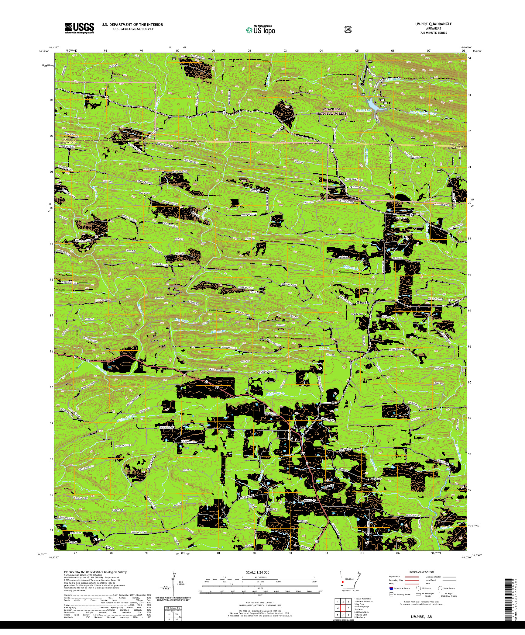 USGS US TOPO 7.5-MINUTE MAP FOR UMPIRE, AR 2020