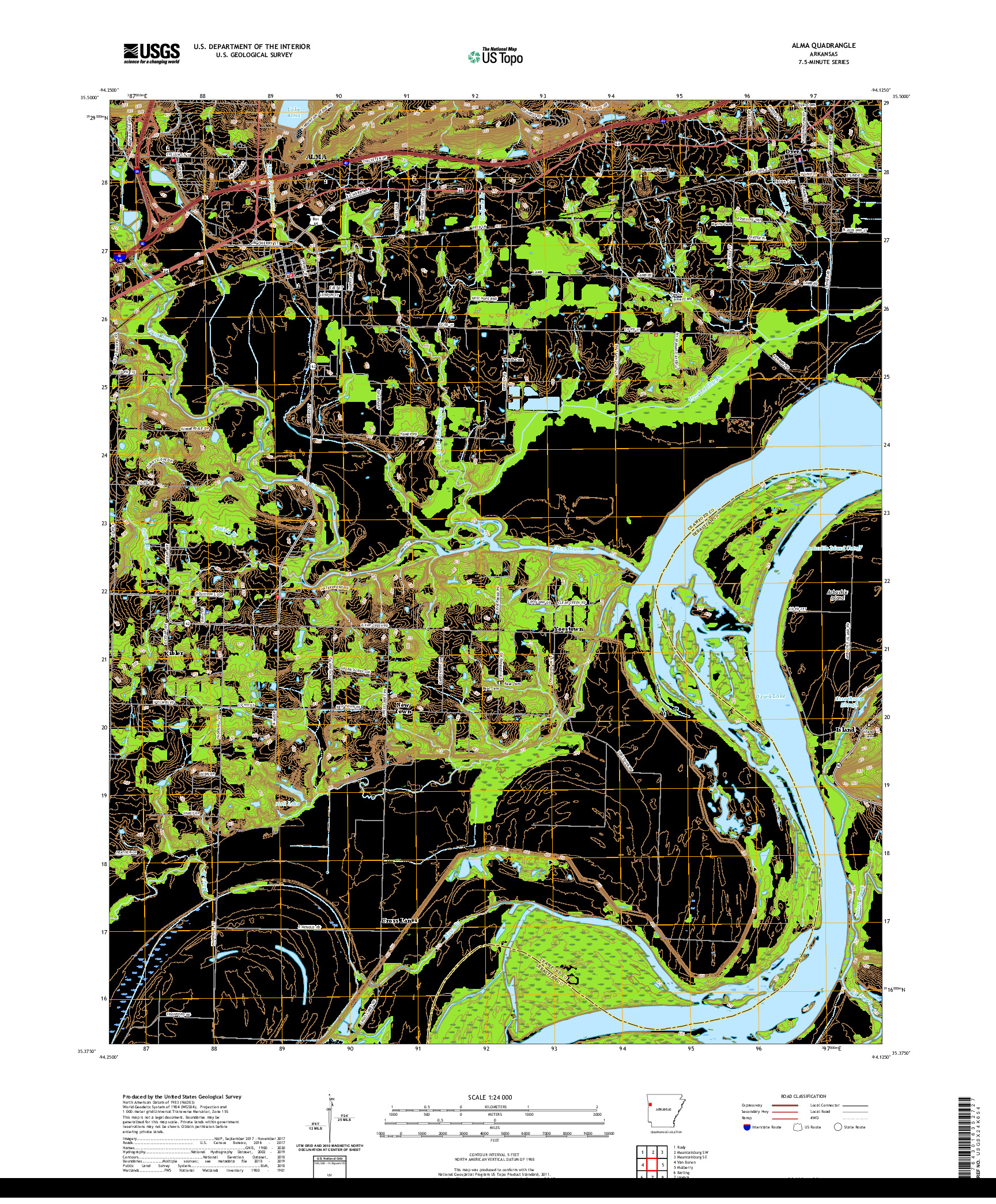 USGS US TOPO 7.5-MINUTE MAP FOR ALMA, AR 2020