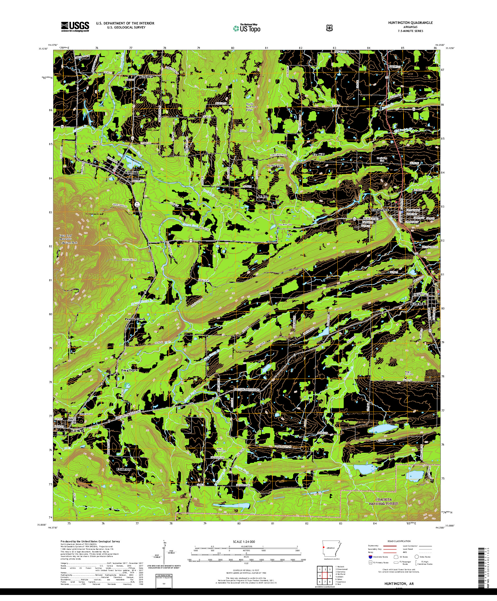 USGS US TOPO 7.5-MINUTE MAP FOR HUNTINGTON, AR 2020