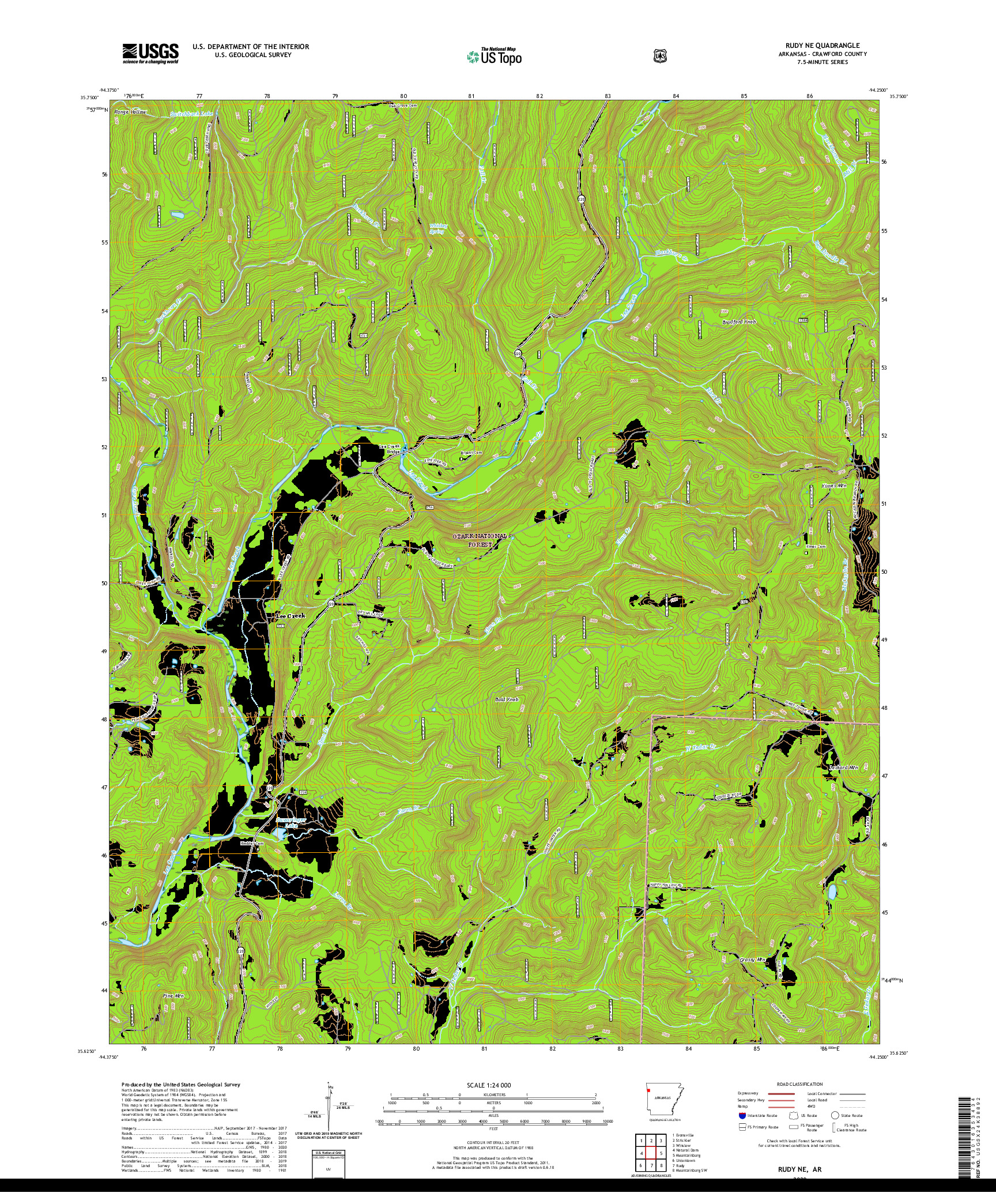 USGS US TOPO 7.5-MINUTE MAP FOR RUDY NE, AR 2020