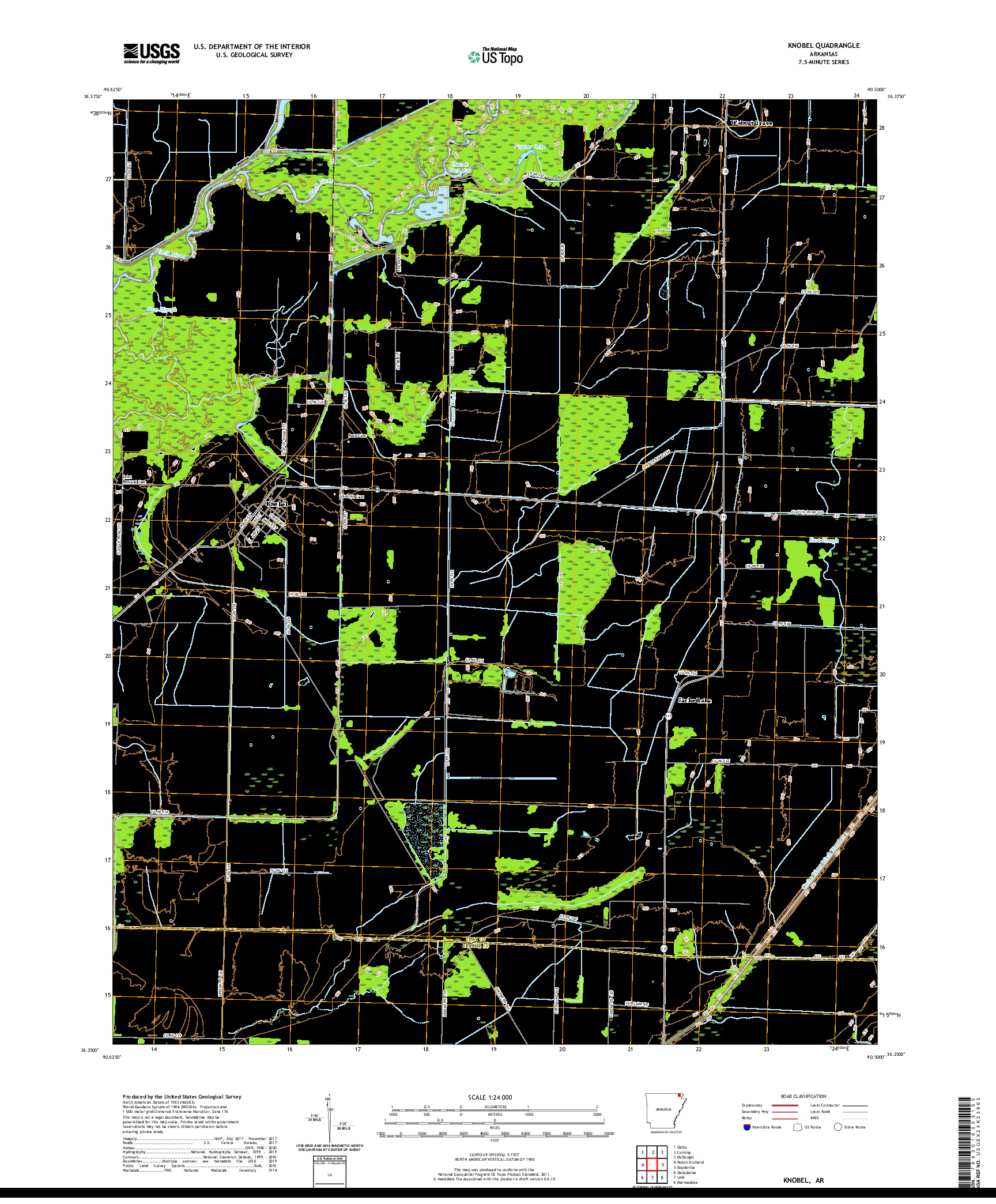 USGS US TOPO 7.5-MINUTE MAP FOR KNOBEL, AR 2020