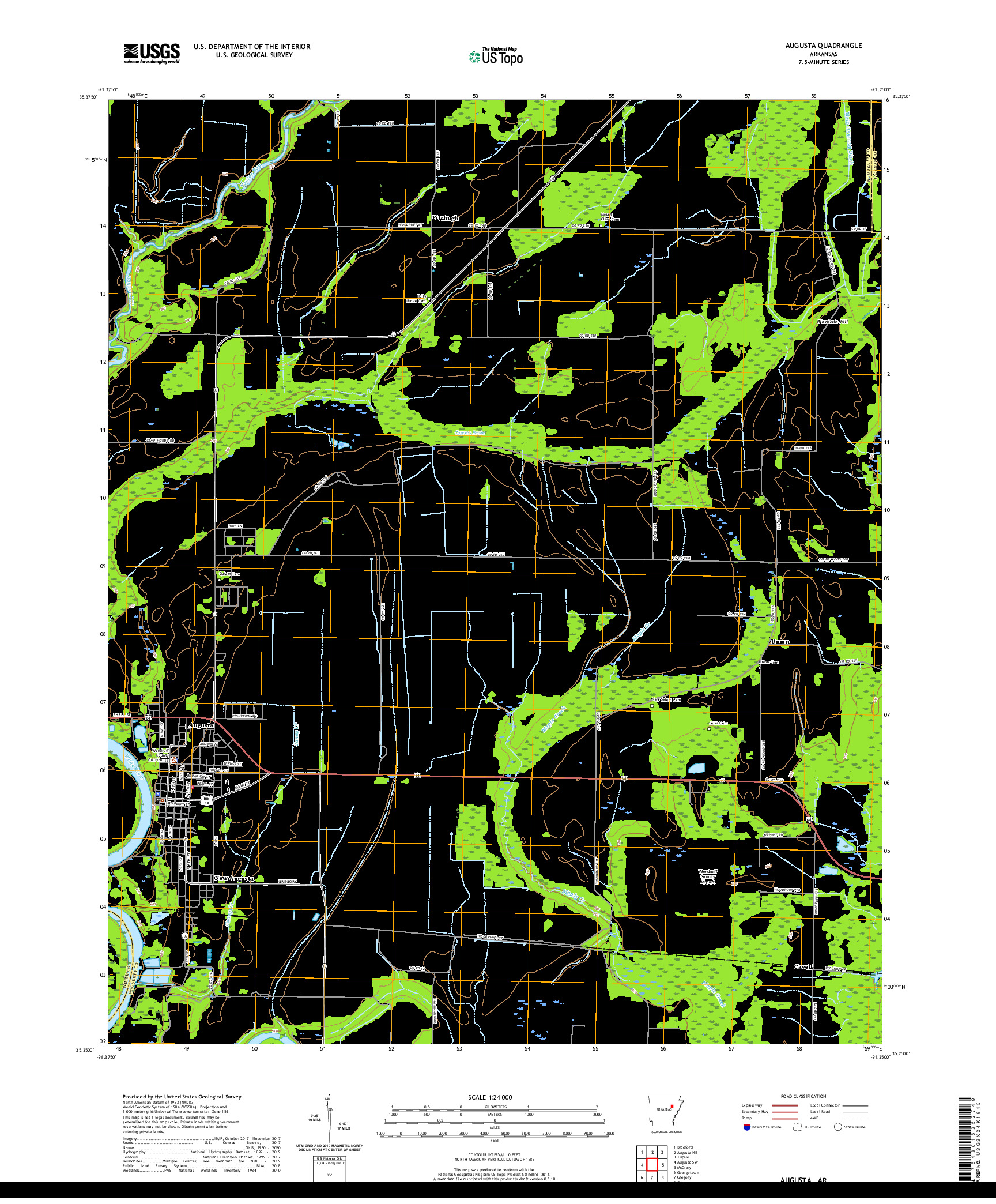 USGS US TOPO 7.5-MINUTE MAP FOR AUGUSTA, AR 2020