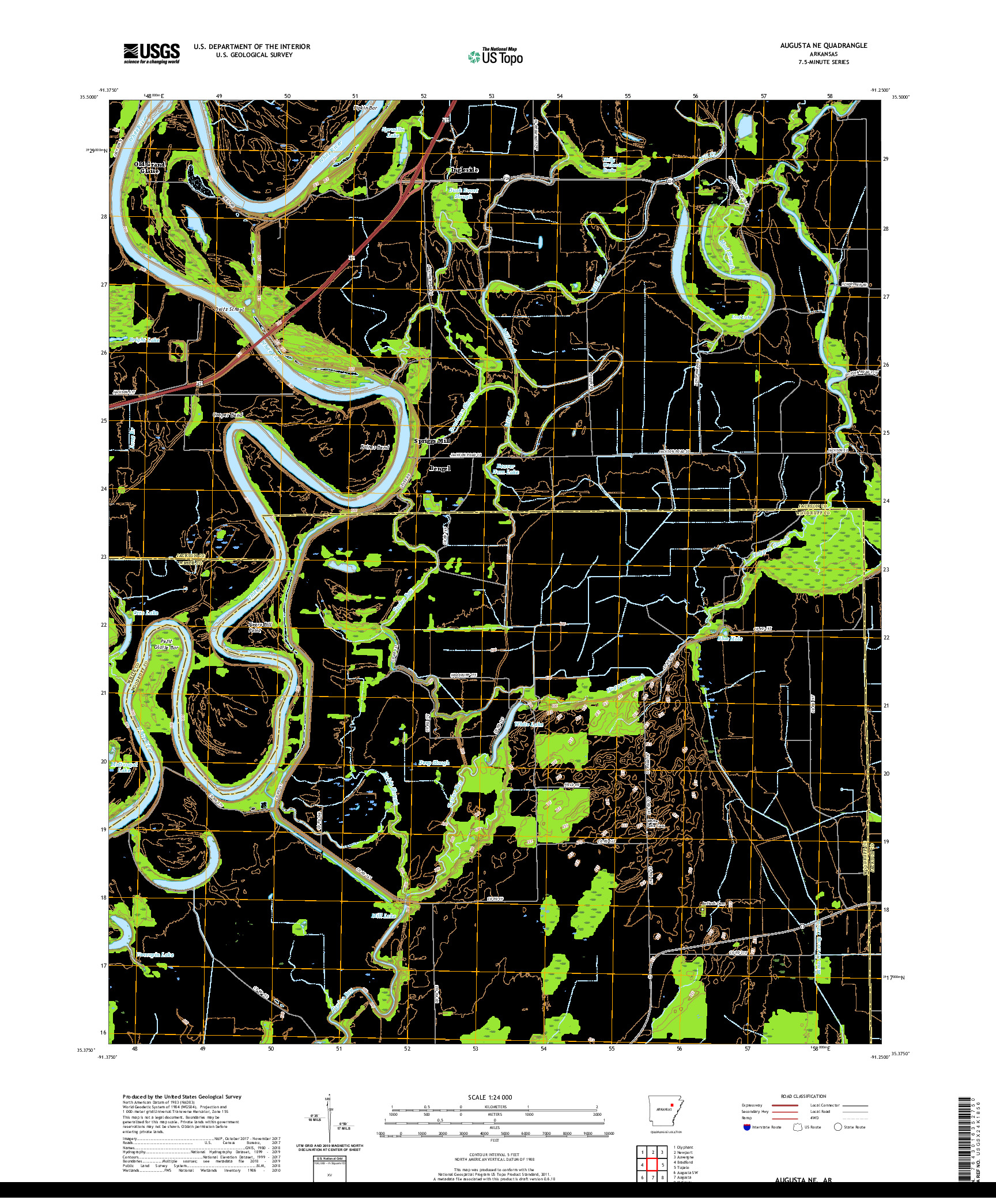 USGS US TOPO 7.5-MINUTE MAP FOR AUGUSTA NE, AR 2020