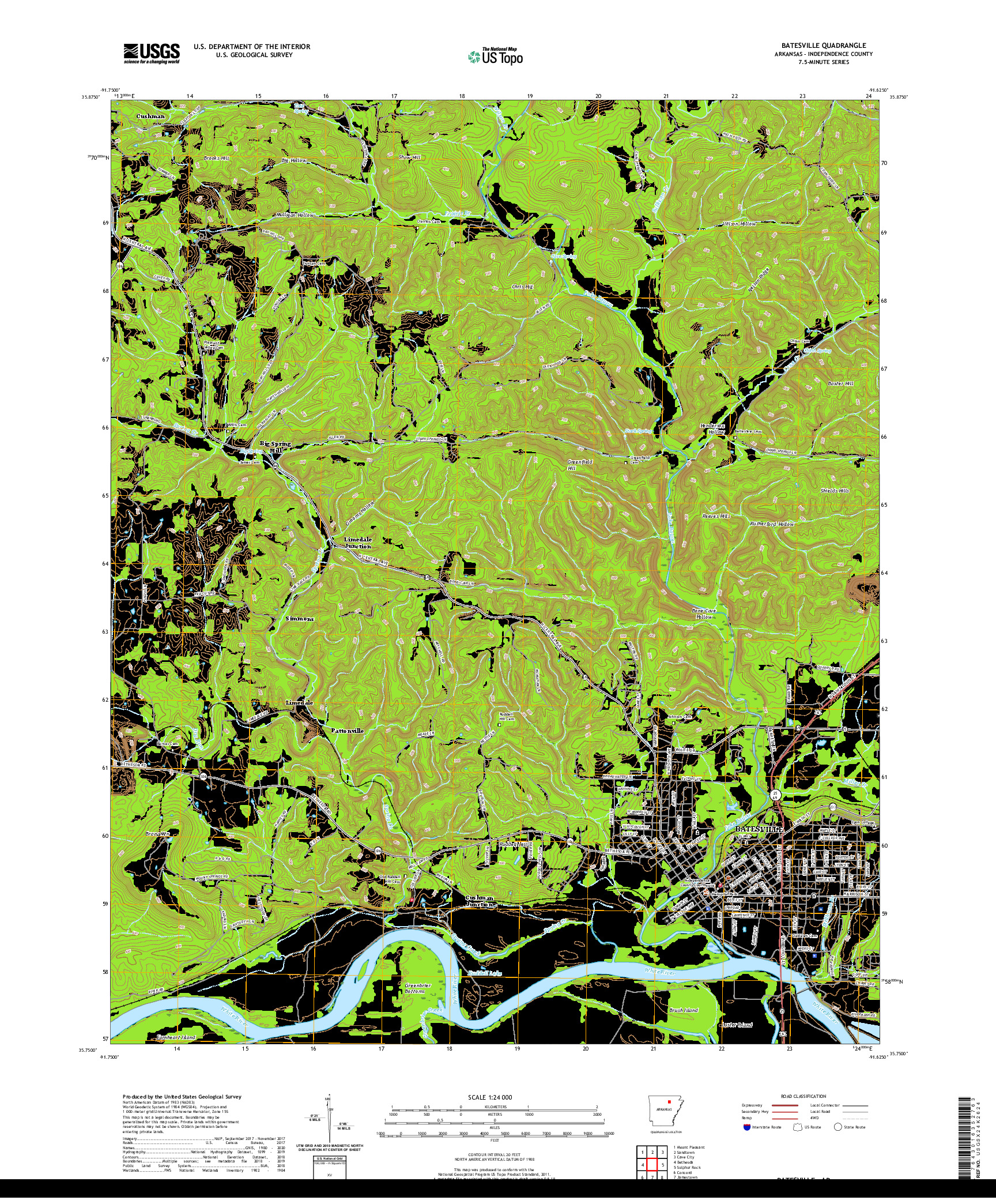 USGS US TOPO 7.5-MINUTE MAP FOR BATESVILLE, AR 2020