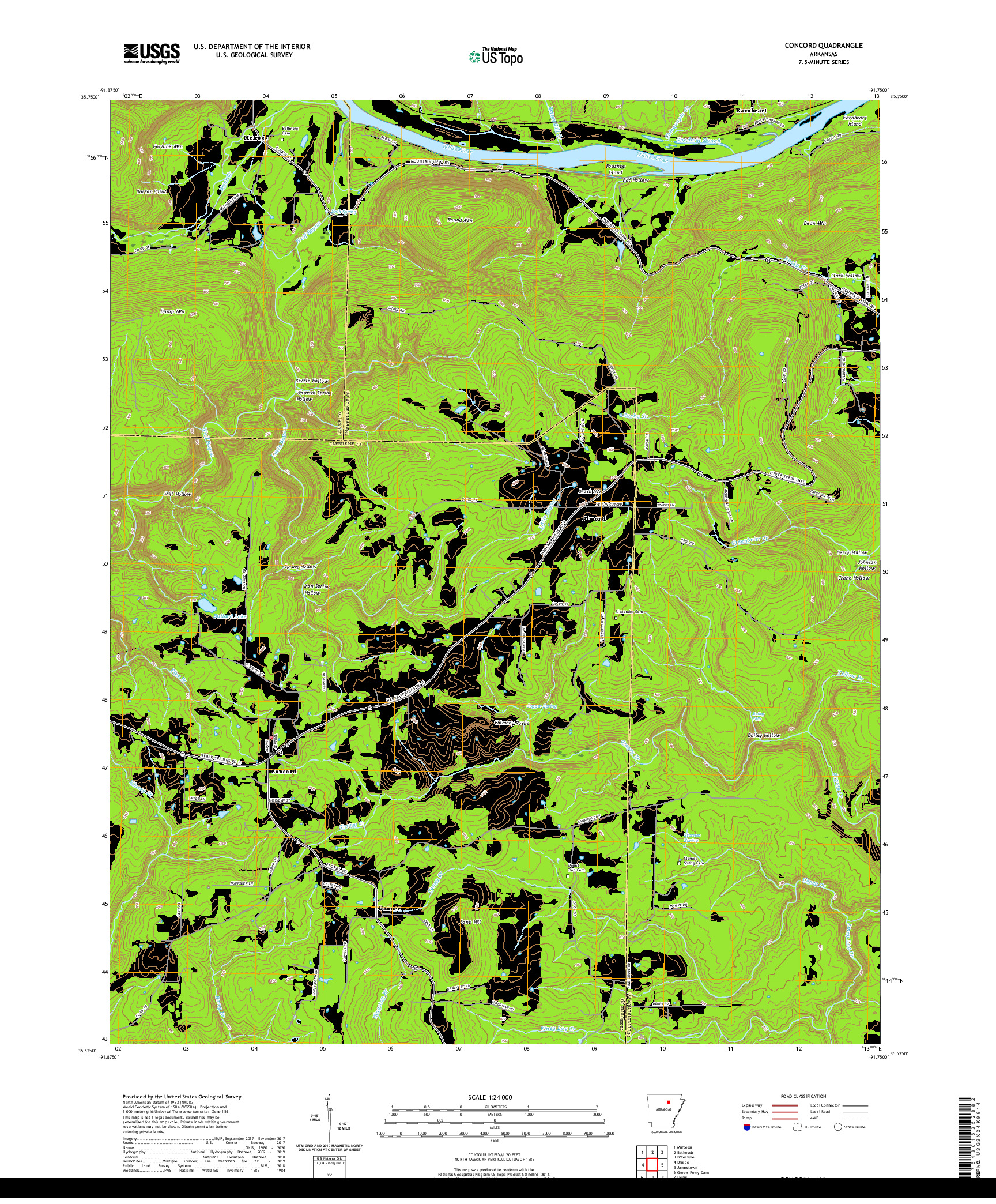 USGS US TOPO 7.5-MINUTE MAP FOR CONCORD, AR 2020