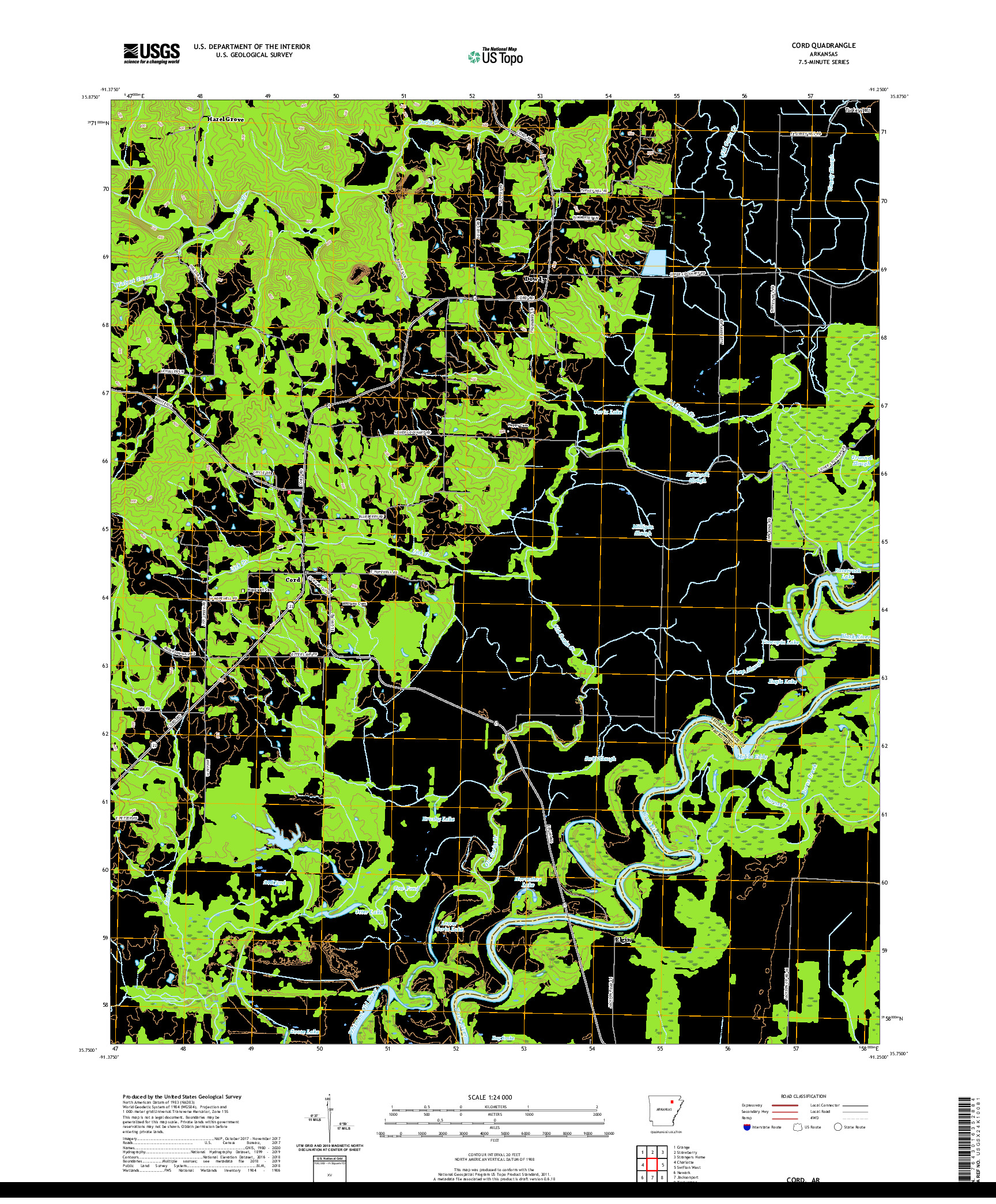 USGS US TOPO 7.5-MINUTE MAP FOR CORD, AR 2020