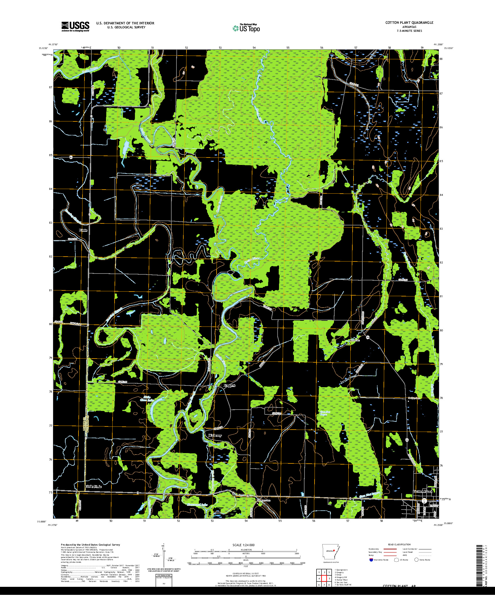 USGS US TOPO 7.5-MINUTE MAP FOR COTTON PLANT, AR 2020