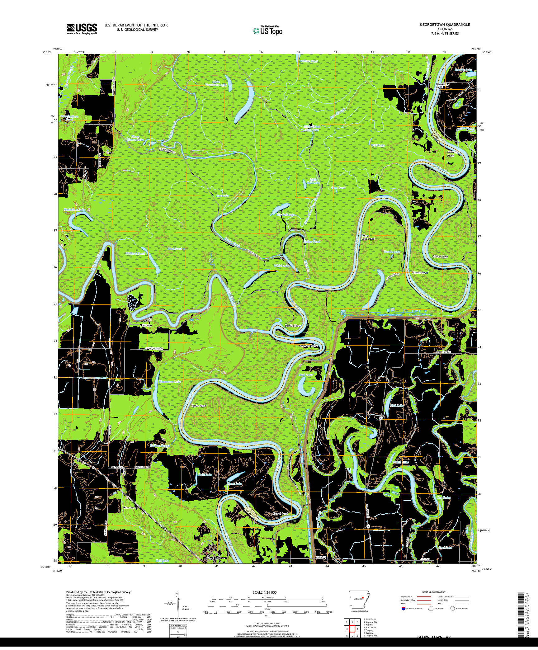 USGS US TOPO 7.5-MINUTE MAP FOR GEORGETOWN, AR 2020