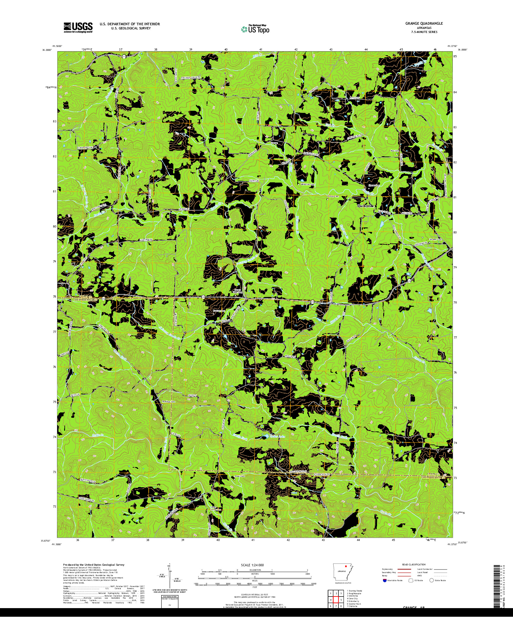 USGS US TOPO 7.5-MINUTE MAP FOR GRANGE, AR 2020