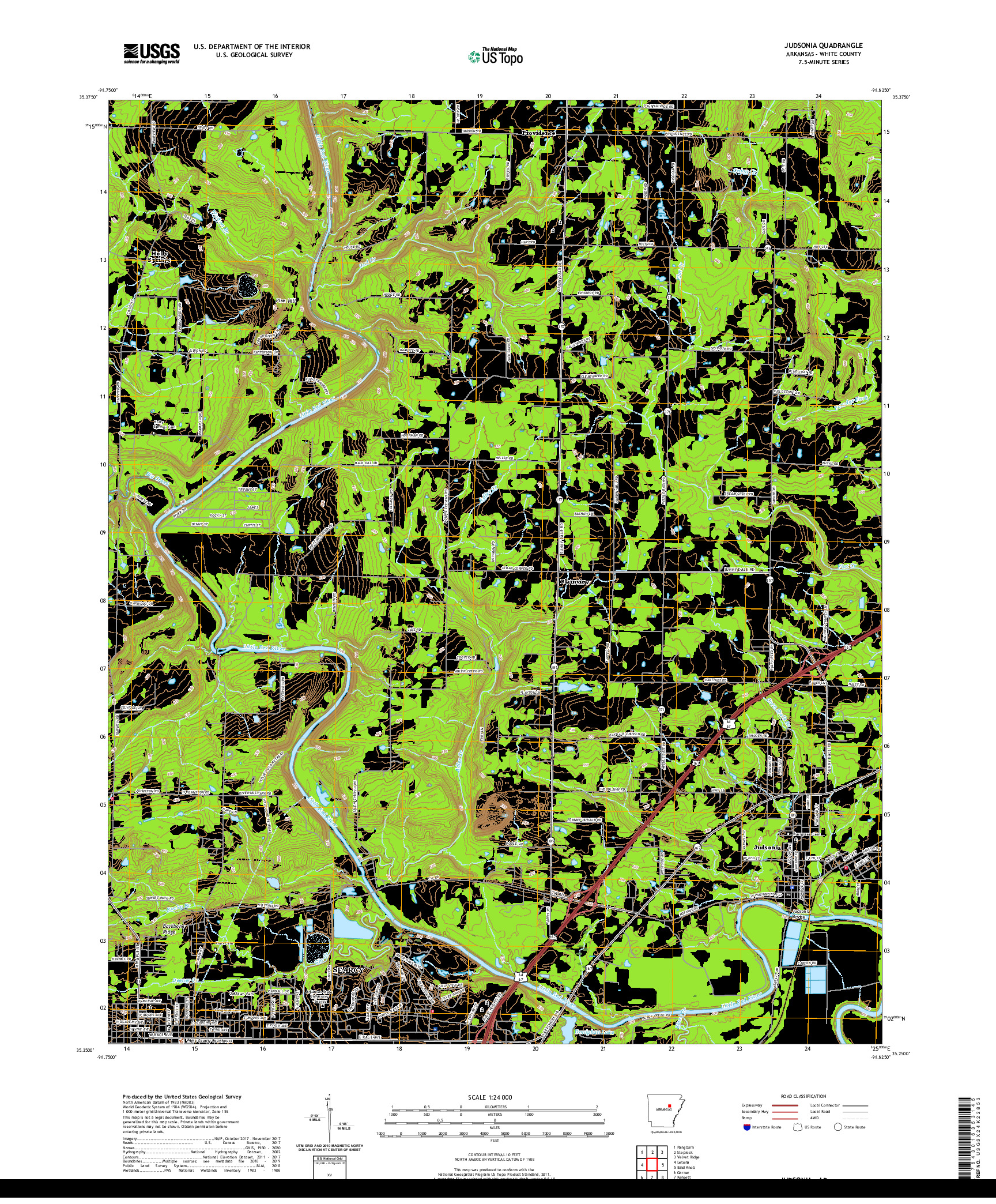 USGS US TOPO 7.5-MINUTE MAP FOR JUDSONIA, AR 2020