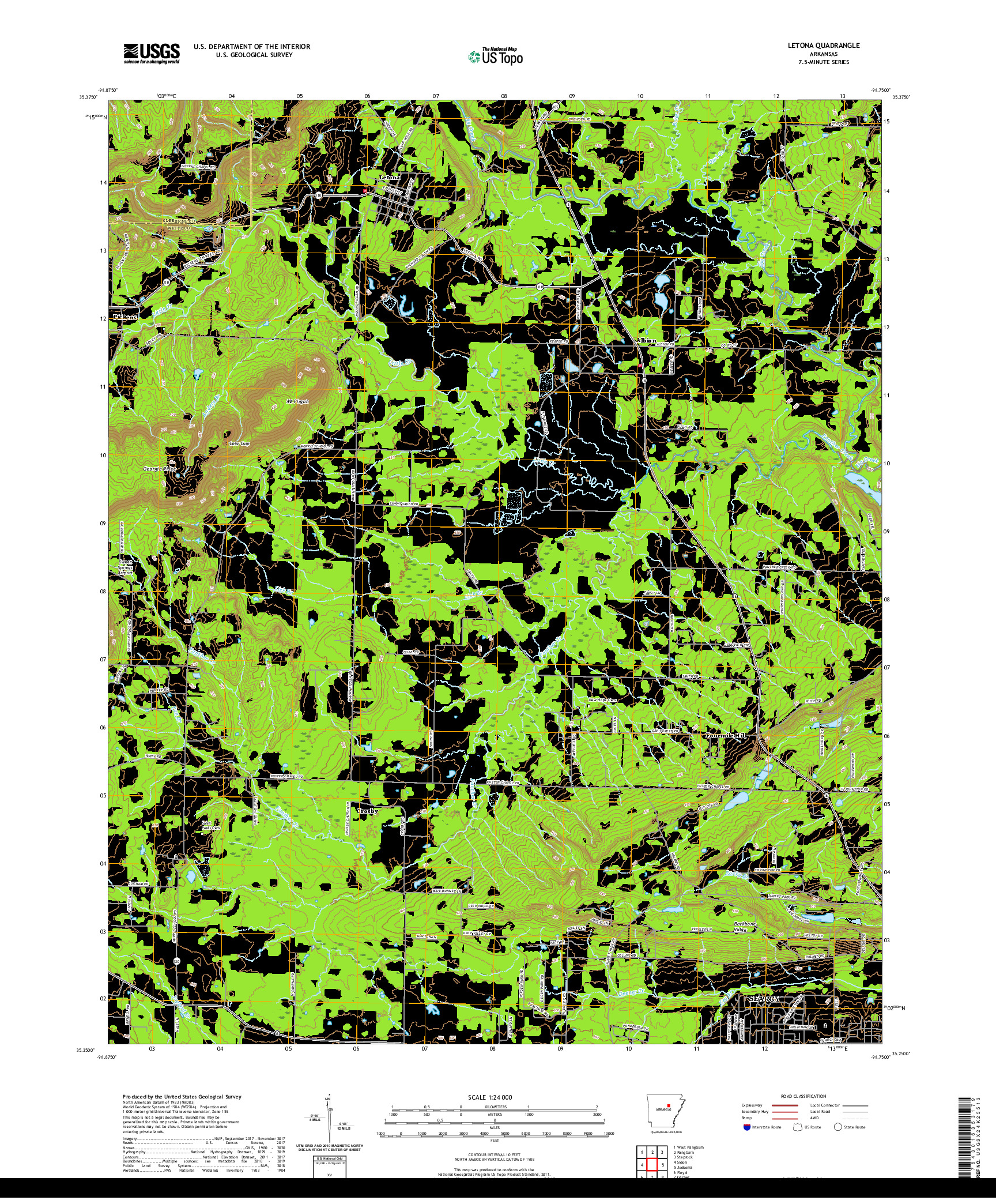 USGS US TOPO 7.5-MINUTE MAP FOR LETONA, AR 2020