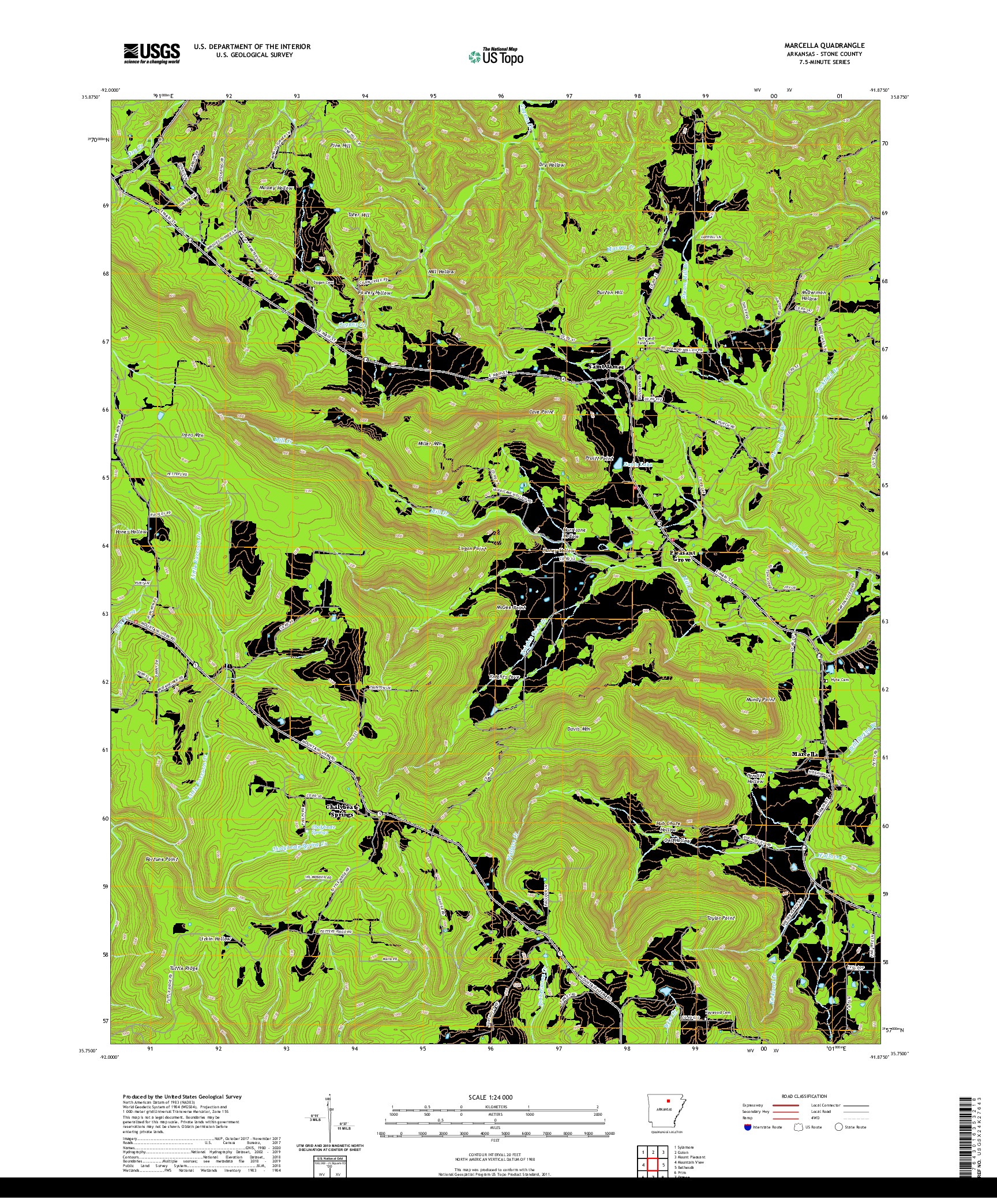 USGS US TOPO 7.5-MINUTE MAP FOR MARCELLA, AR 2020