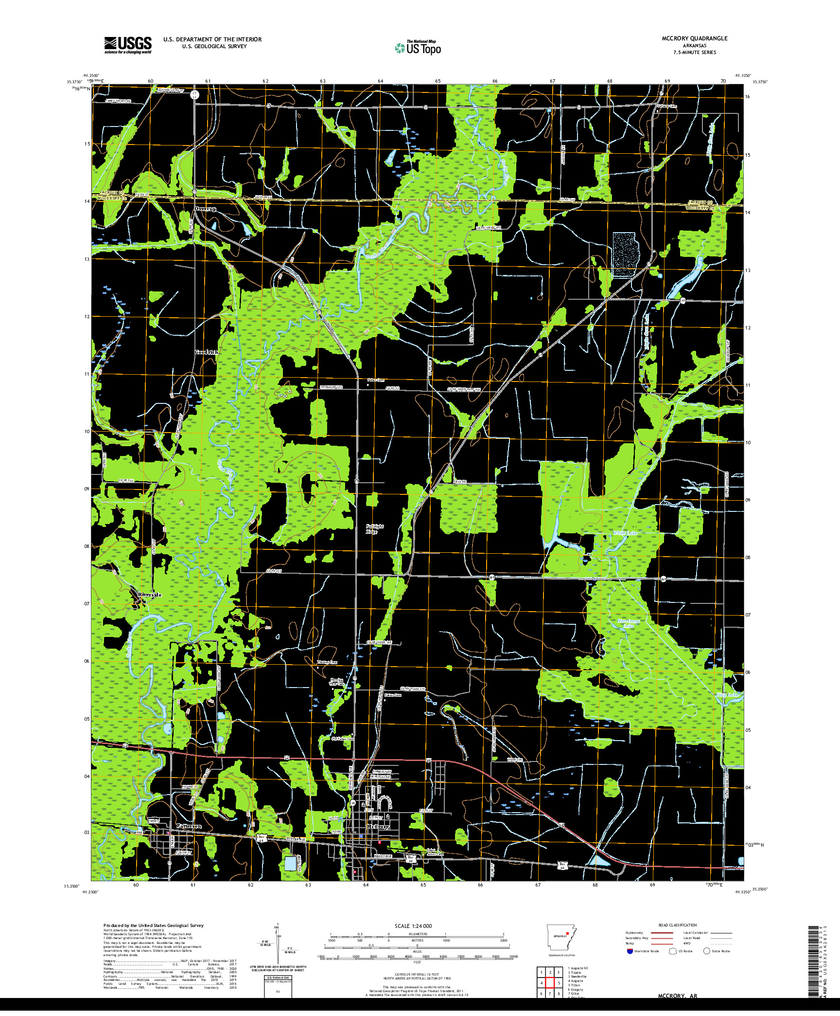 USGS US TOPO 7.5-MINUTE MAP FOR MCCRORY, AR 2020