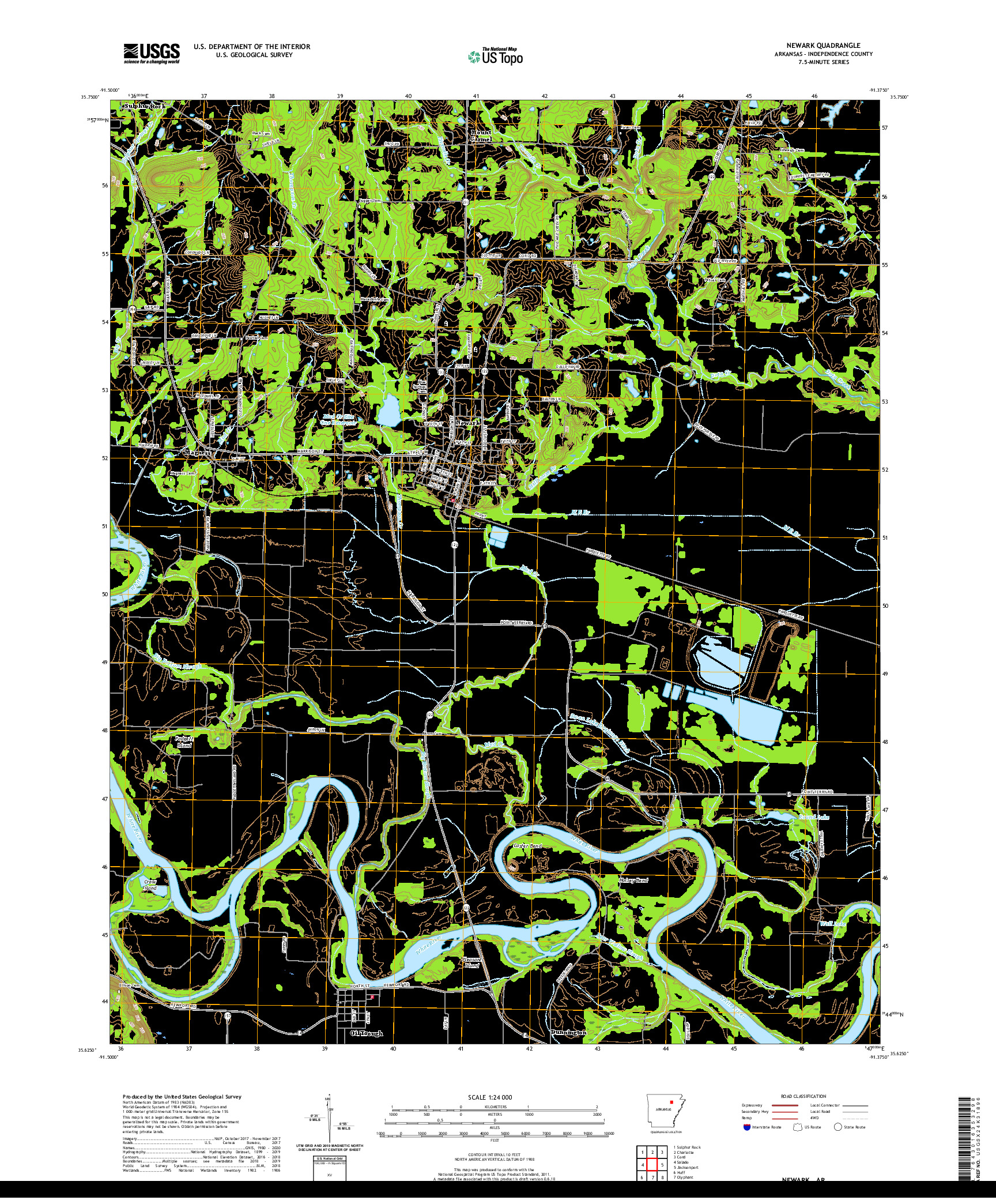 USGS US TOPO 7.5-MINUTE MAP FOR NEWARK, AR 2020