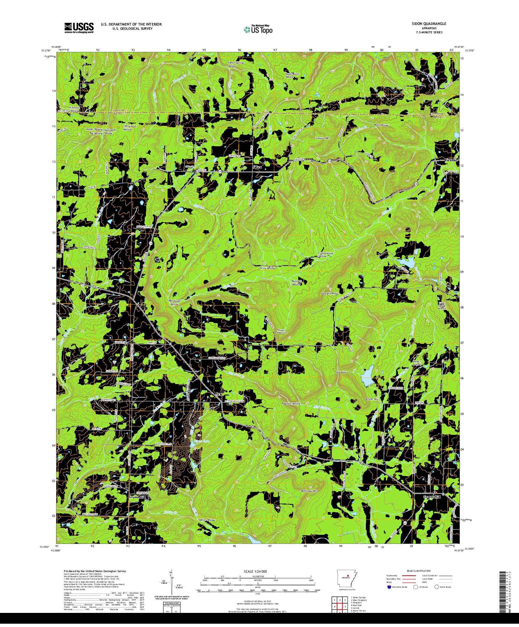 USGS US TOPO 7.5-MINUTE MAP FOR SIDON, AR 2020