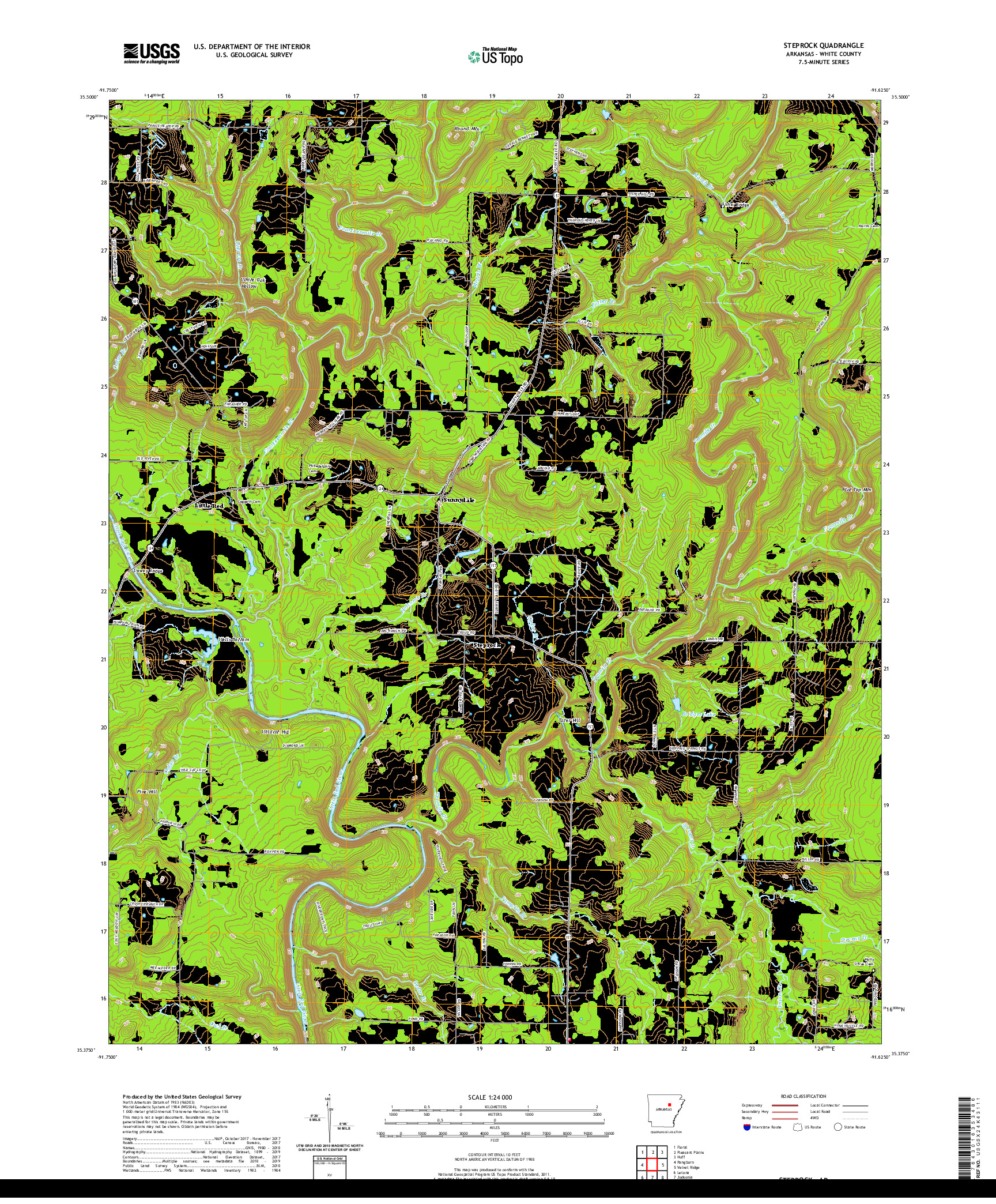 USGS US TOPO 7.5-MINUTE MAP FOR STEPROCK, AR 2020