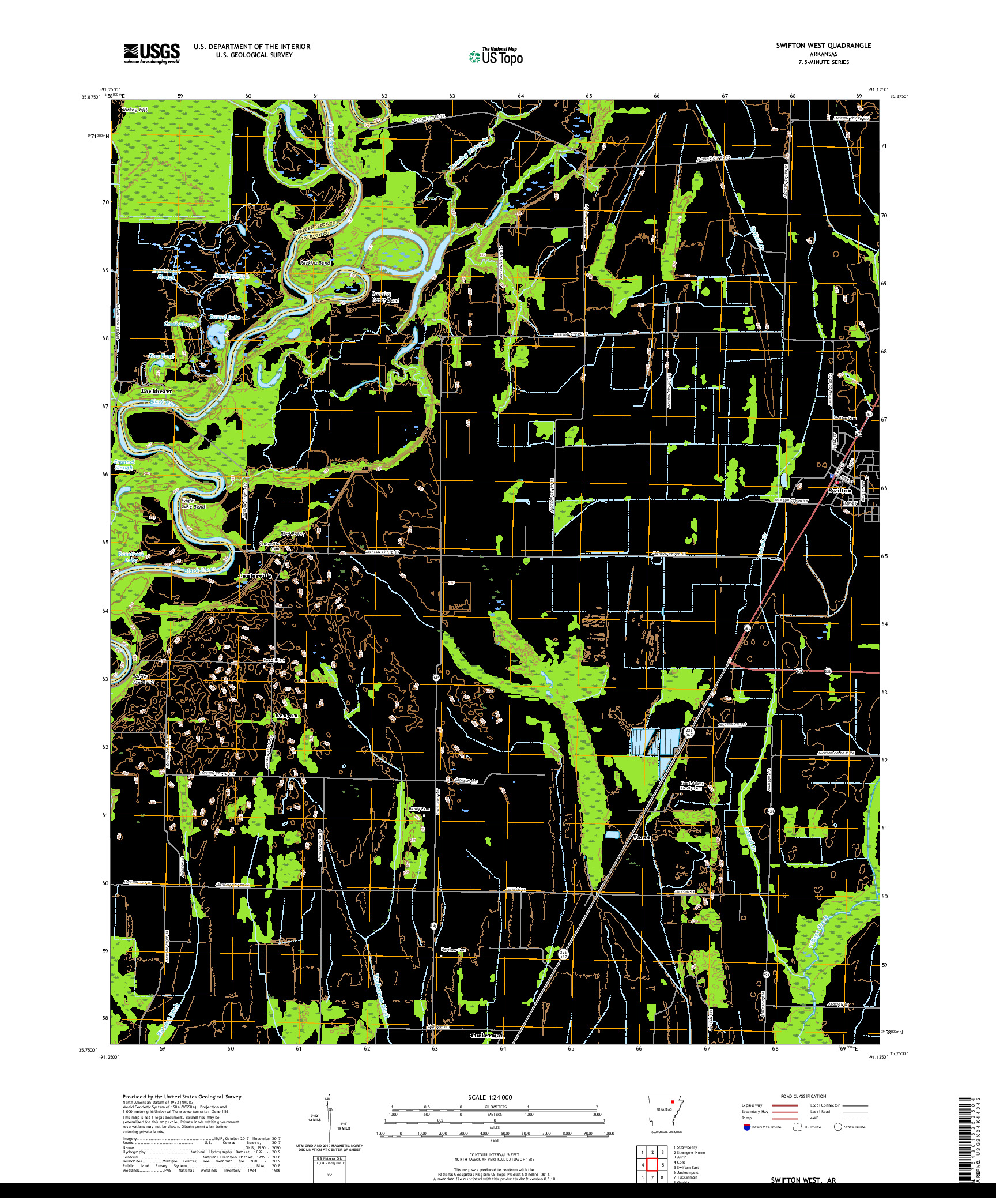 USGS US TOPO 7.5-MINUTE MAP FOR SWIFTON WEST, AR 2020