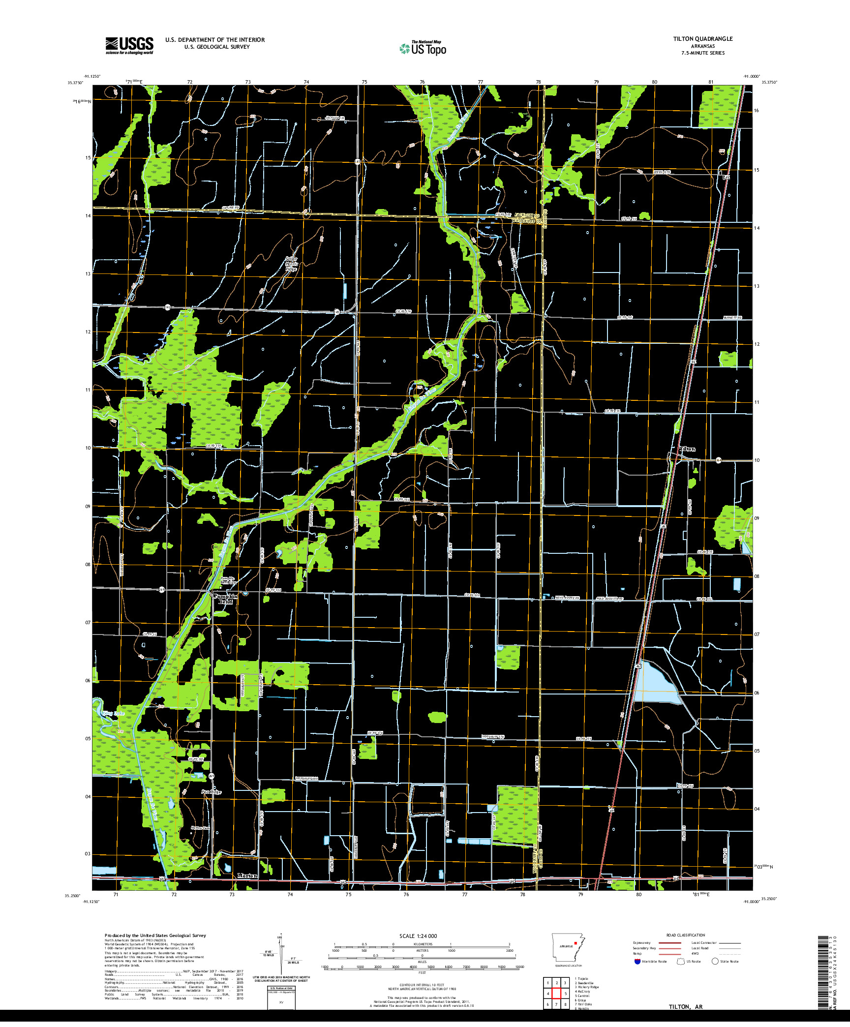 USGS US TOPO 7.5-MINUTE MAP FOR TILTON, AR 2020