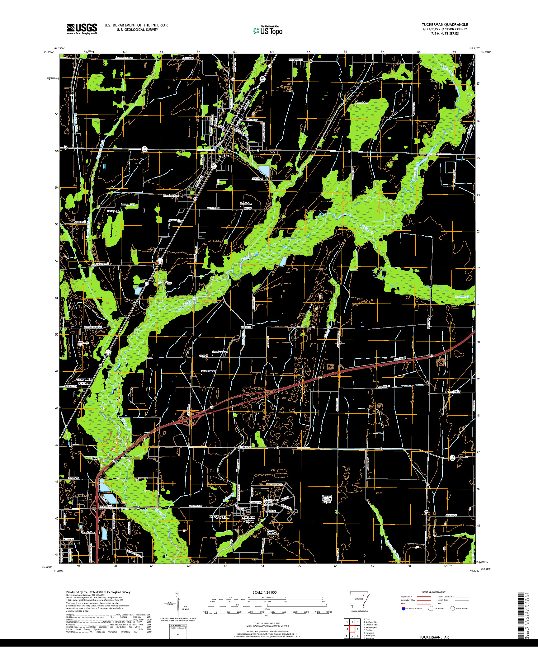 USGS US TOPO 7.5-MINUTE MAP FOR TUCKERMAN, AR 2020