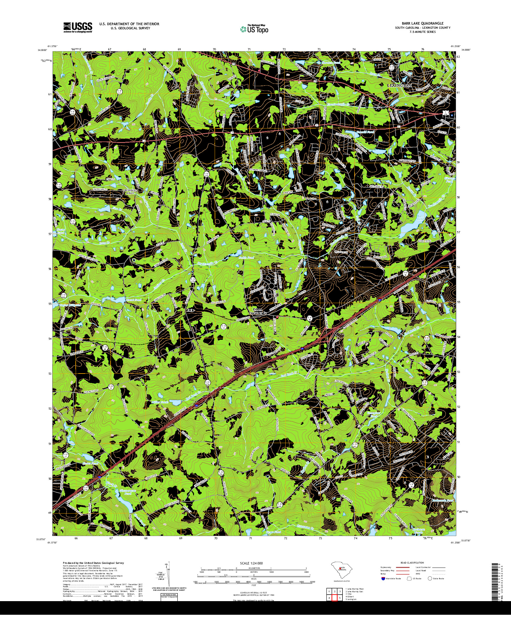 USGS US TOPO 7.5-MINUTE MAP FOR BARR LAKE, SC 2020