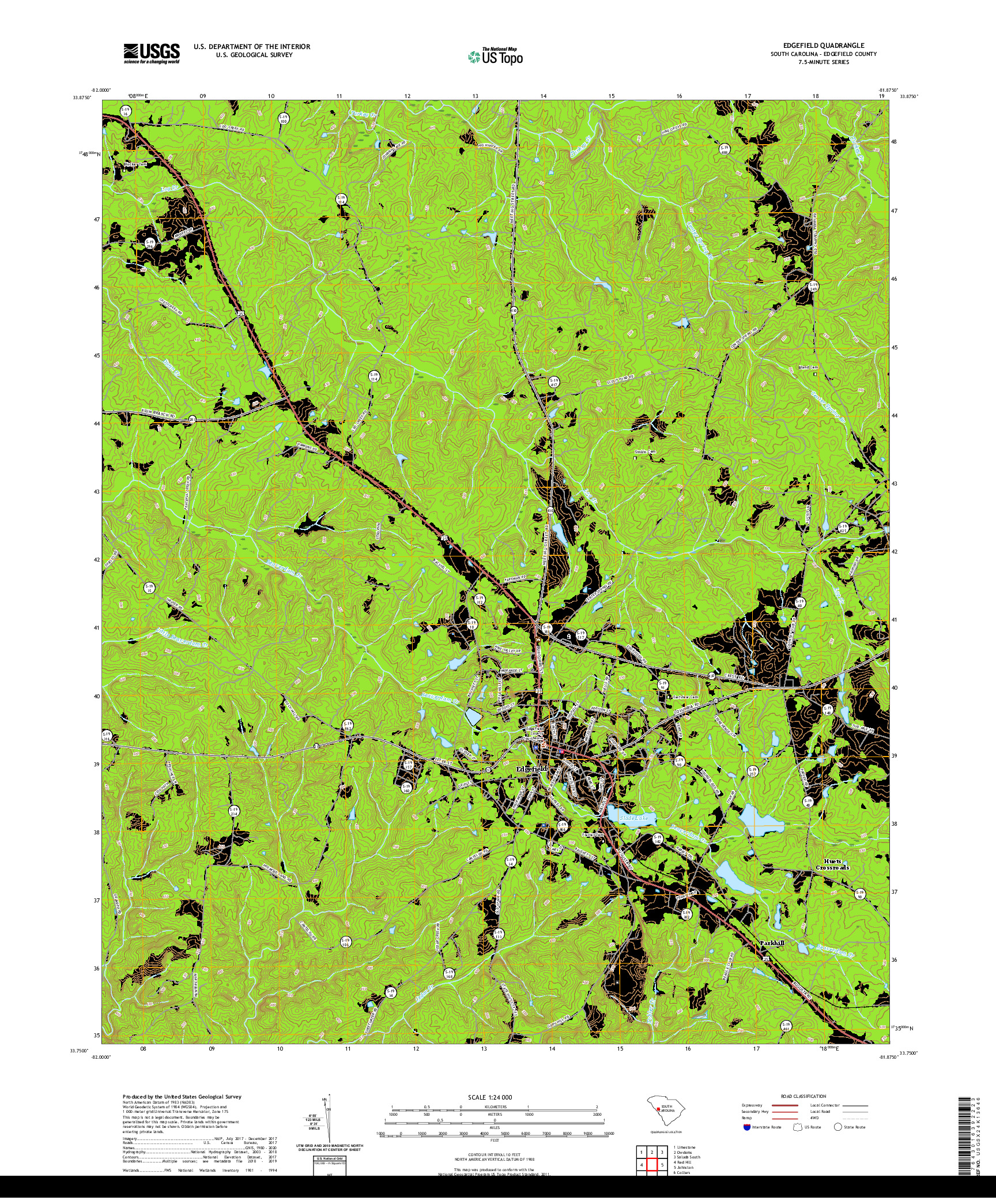 USGS US TOPO 7.5-MINUTE MAP FOR EDGEFIELD, SC 2020