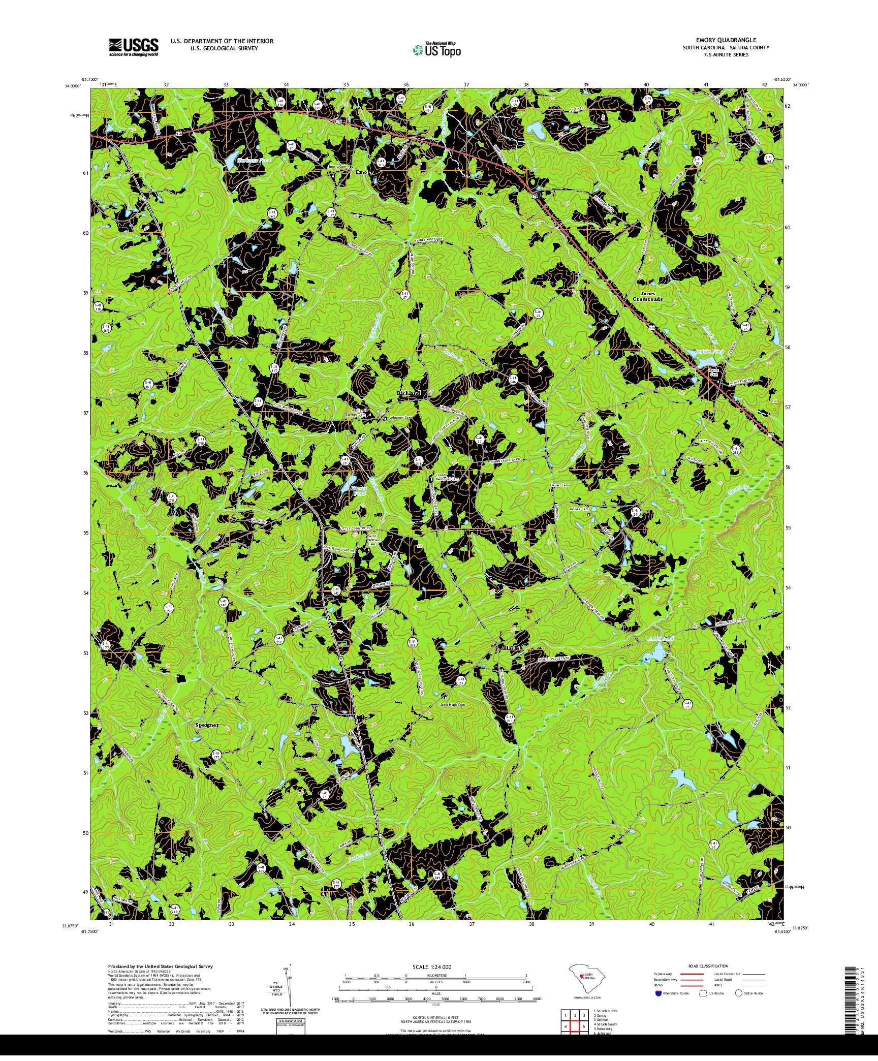 USGS US TOPO 7.5-MINUTE MAP FOR EMORY, SC 2020