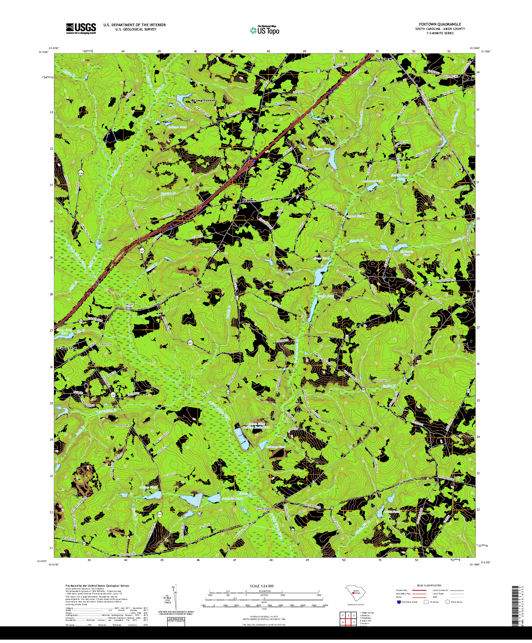 USGS US TOPO 7.5-MINUTE MAP FOR FOXTOWN, SC 2020