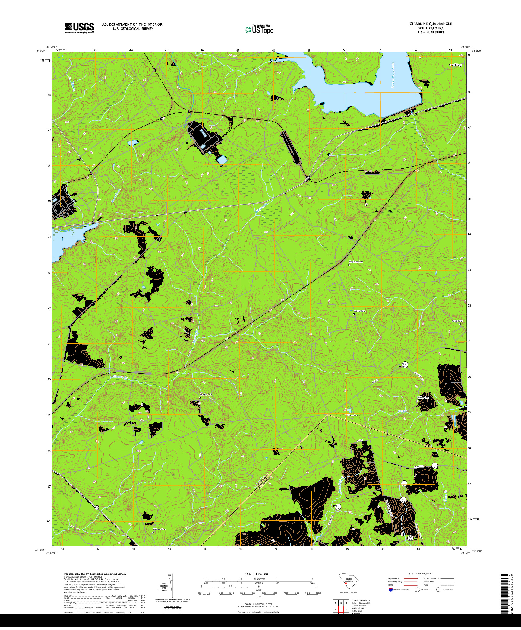 USGS US TOPO 7.5-MINUTE MAP FOR GIRARD NE, SC 2020