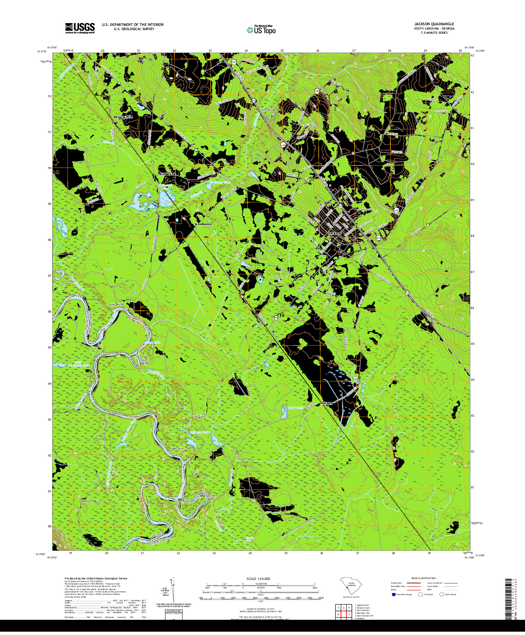 USGS US TOPO 7.5-MINUTE MAP FOR JACKSON, SC,GA 2020