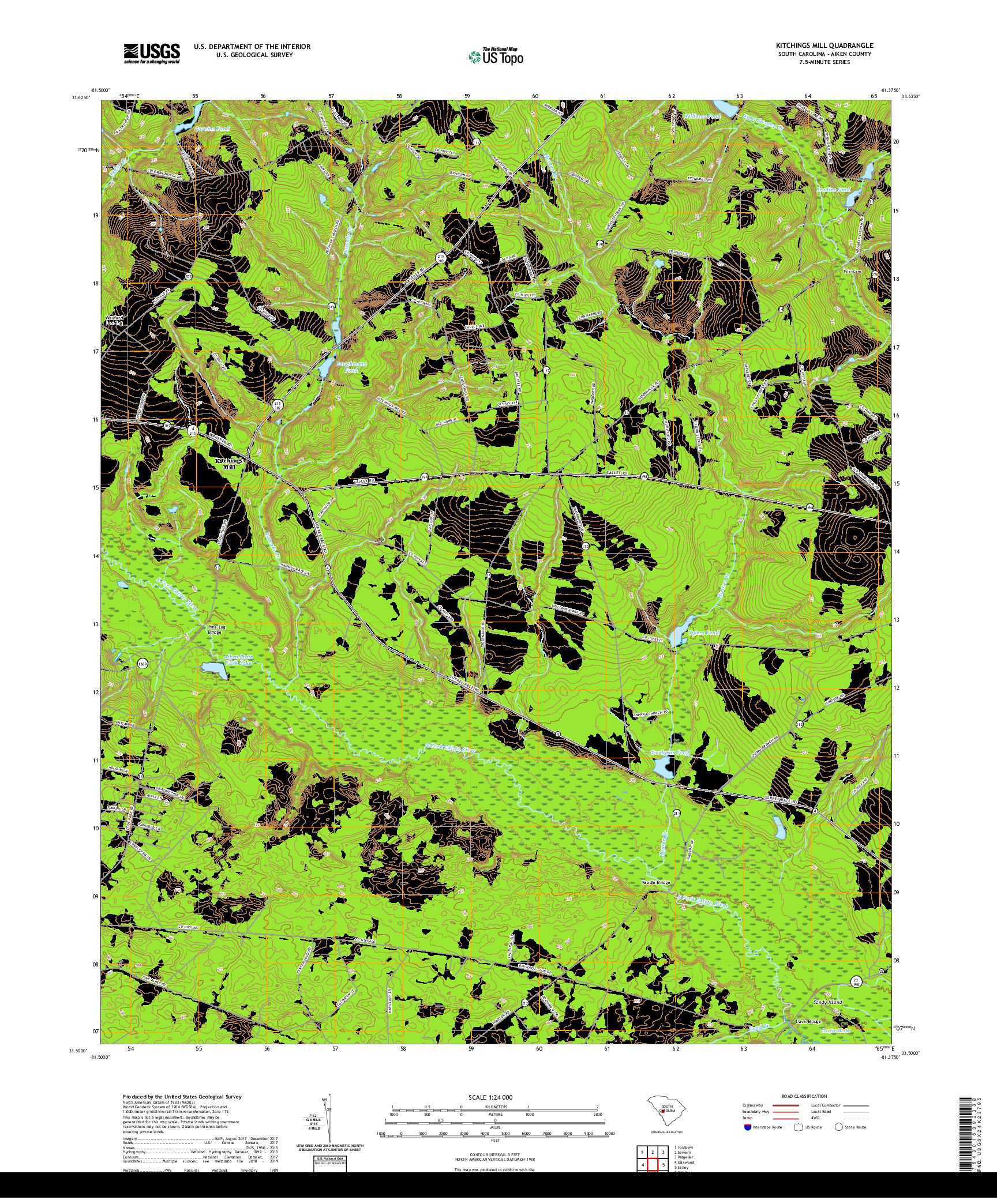 USGS US TOPO 7.5-MINUTE MAP FOR KITCHINGS MILL, SC 2020