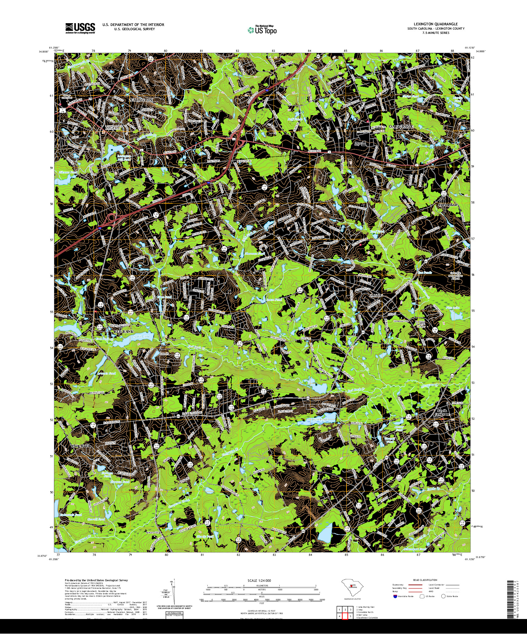 USGS US TOPO 7.5-MINUTE MAP FOR LEXINGTON, SC 2020