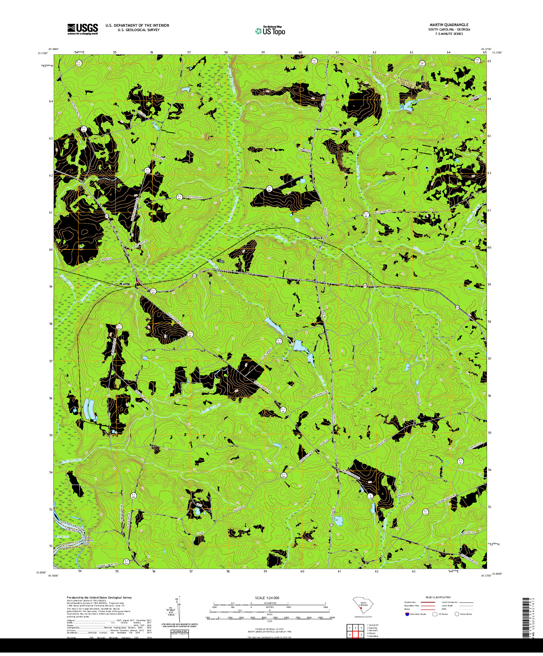 USGS US TOPO 7.5-MINUTE MAP FOR MARTIN, SC,GA 2020