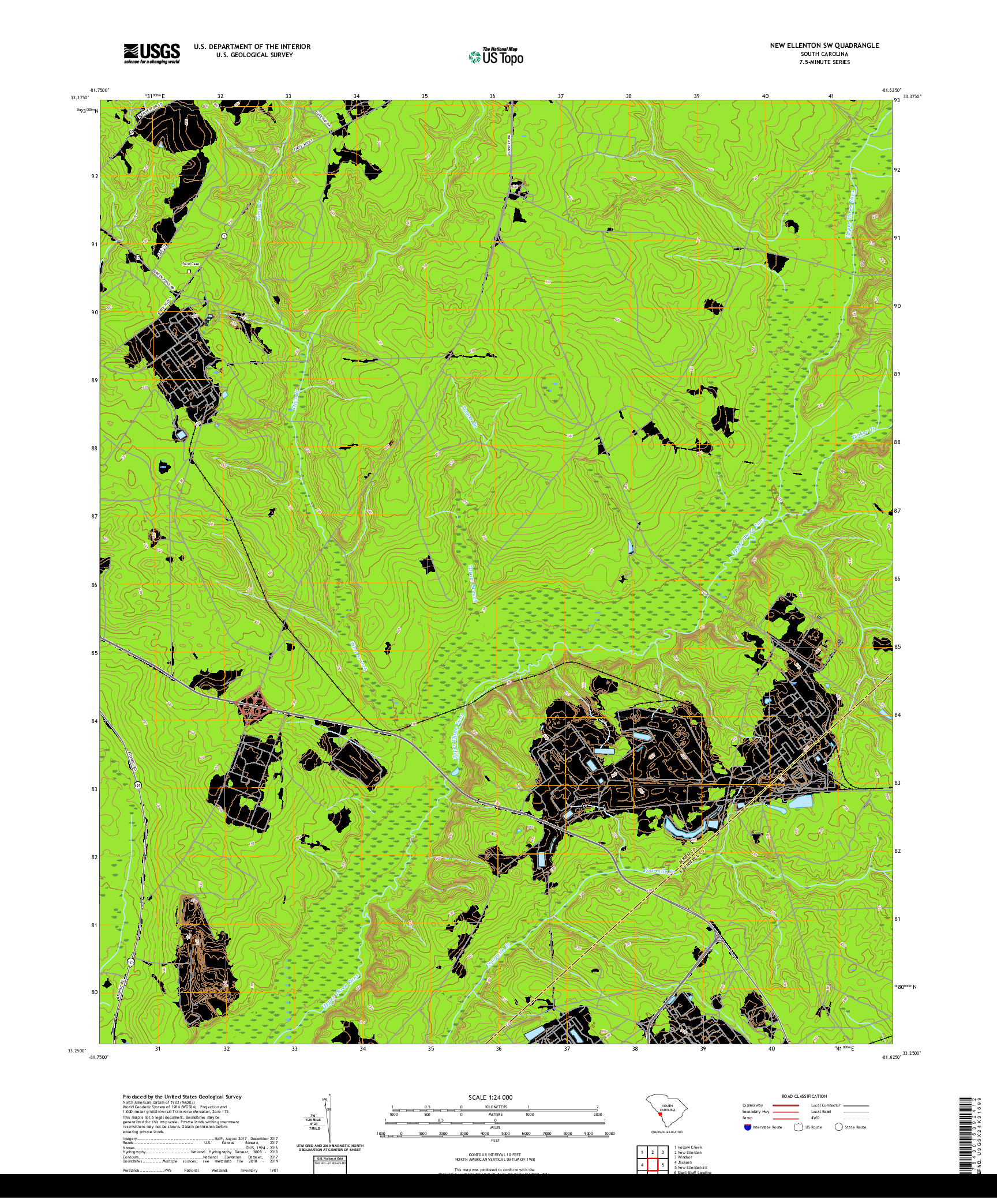 USGS US TOPO 7.5-MINUTE MAP FOR NEW ELLENTON SW, SC 2020