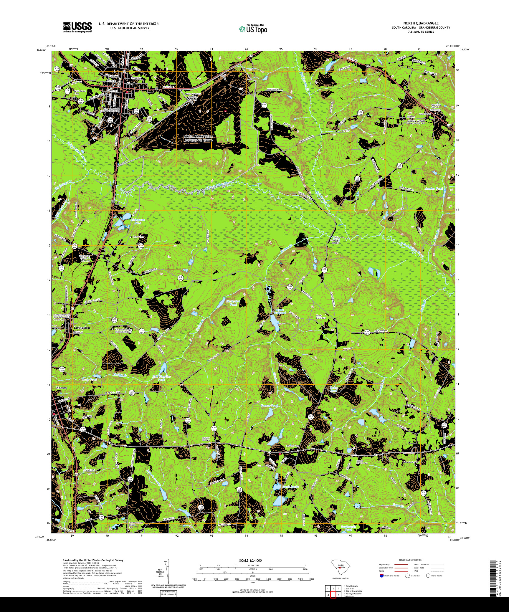 USGS US TOPO 7.5-MINUTE MAP FOR NORTH, SC 2020