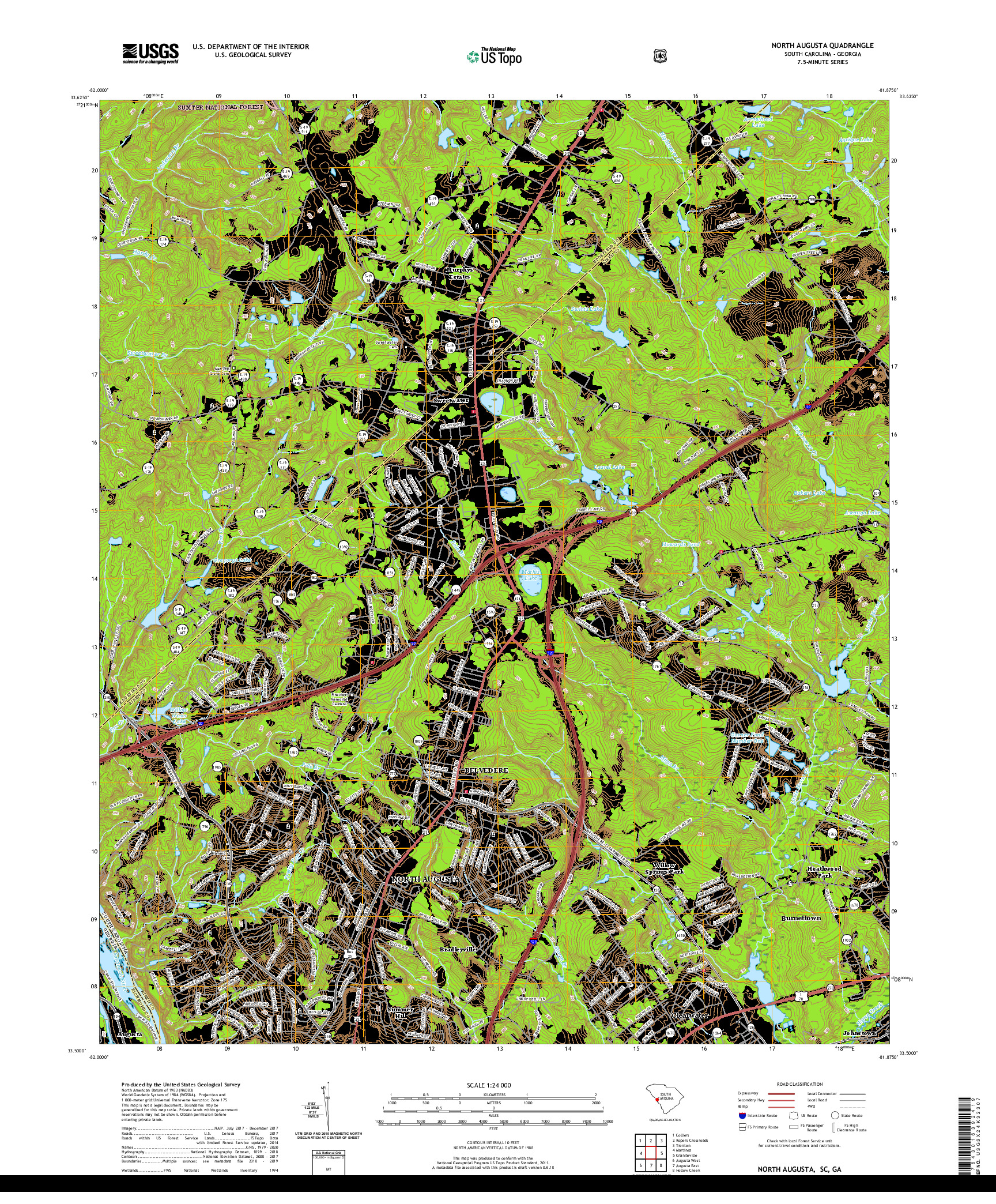 USGS US TOPO 7.5-MINUTE MAP FOR NORTH AUGUSTA, SC,GA 2020