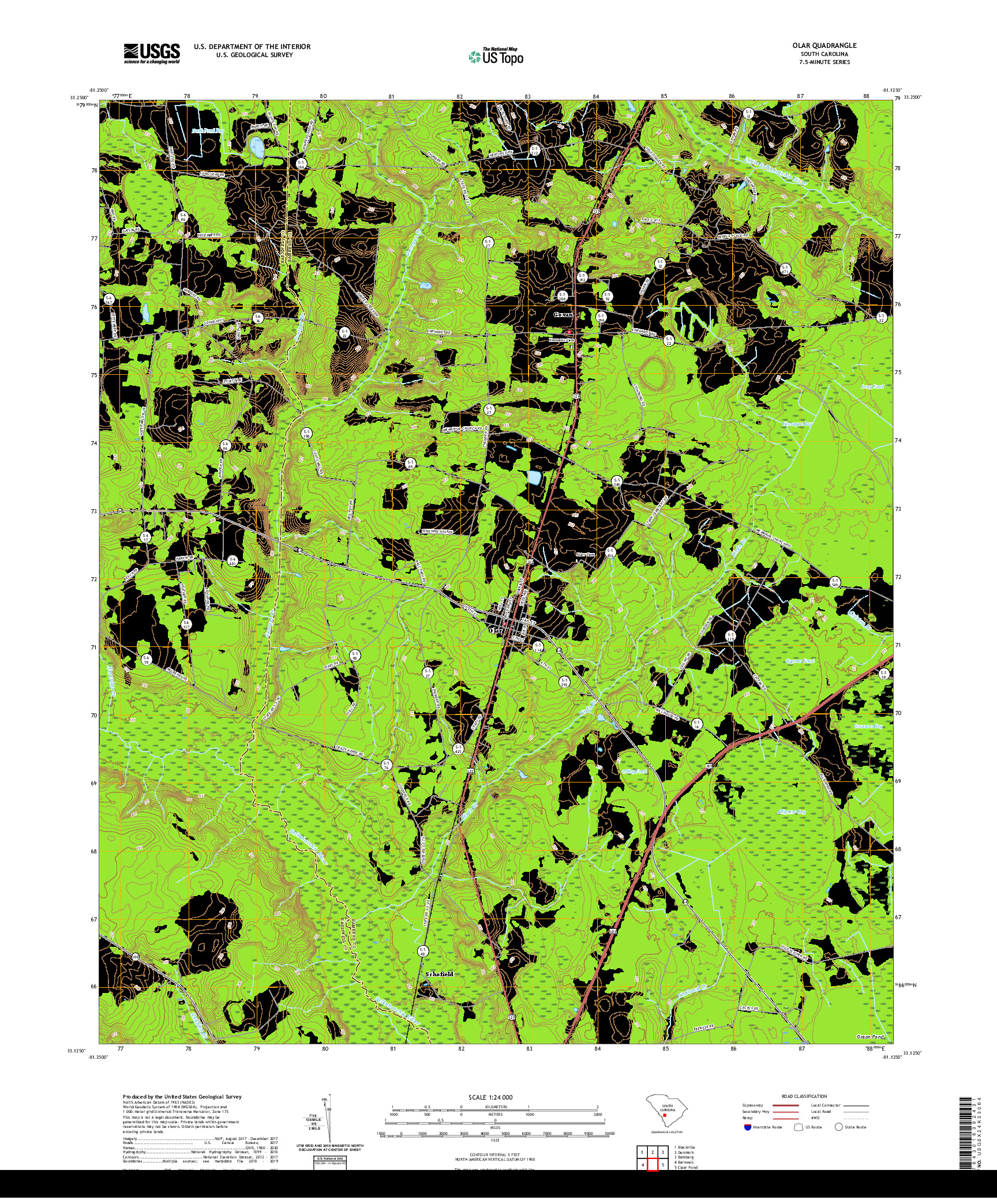 USGS US TOPO 7.5-MINUTE MAP FOR OLAR, SC 2020