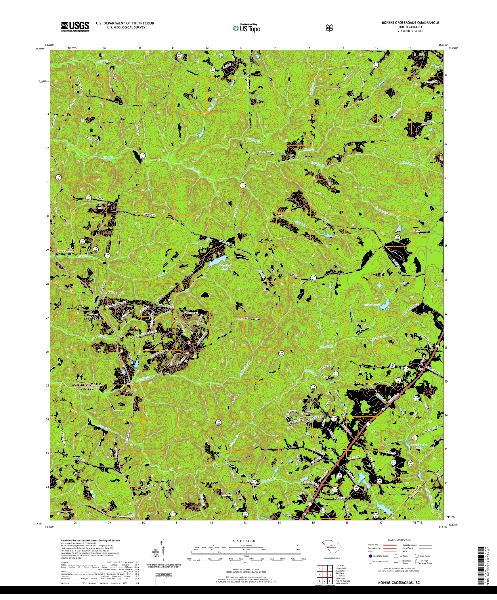 USGS US TOPO 7.5-MINUTE MAP FOR ROPERS CROSSROADS, SC 2020