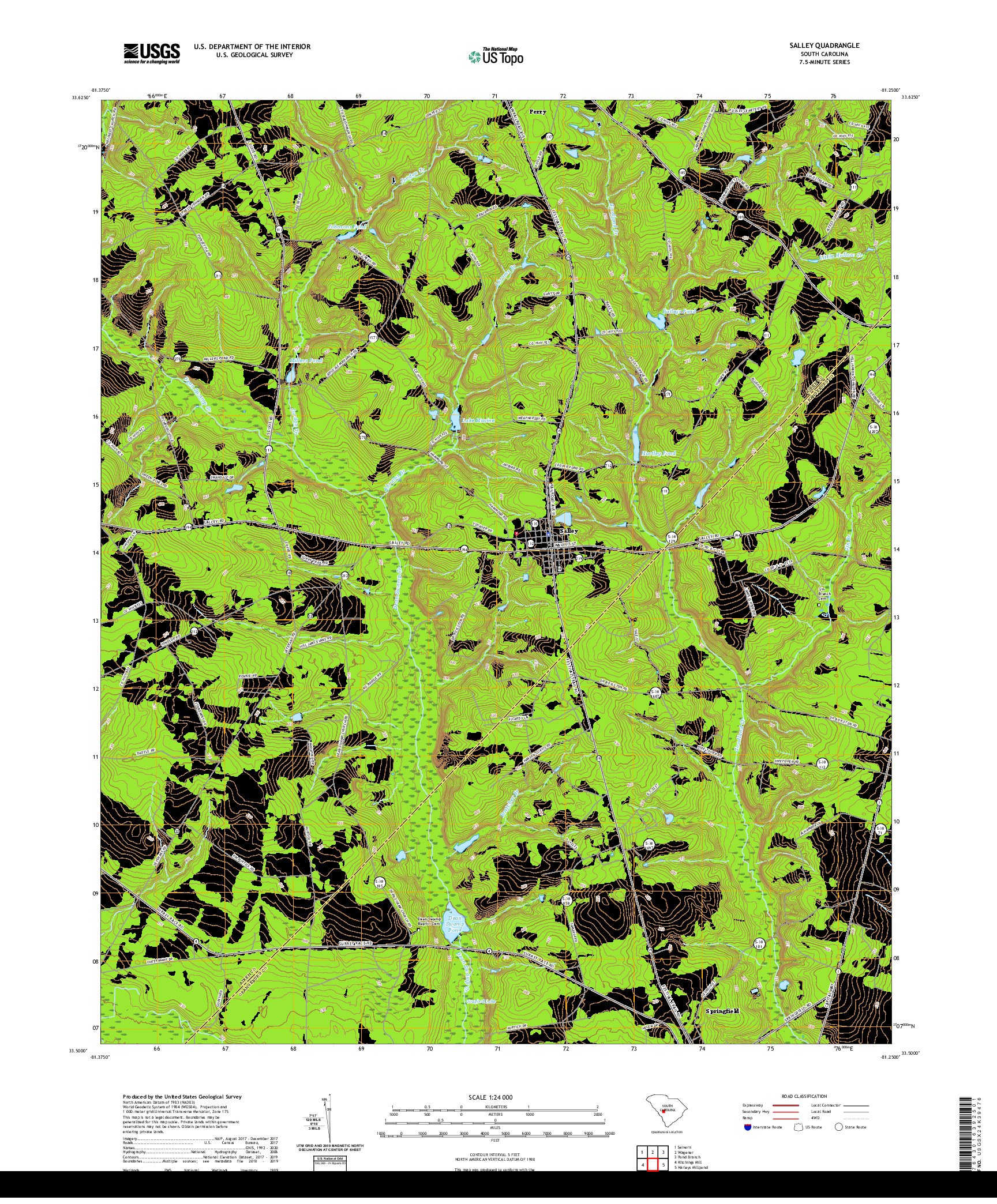 USGS US TOPO 7.5-MINUTE MAP FOR SALLEY, SC 2020