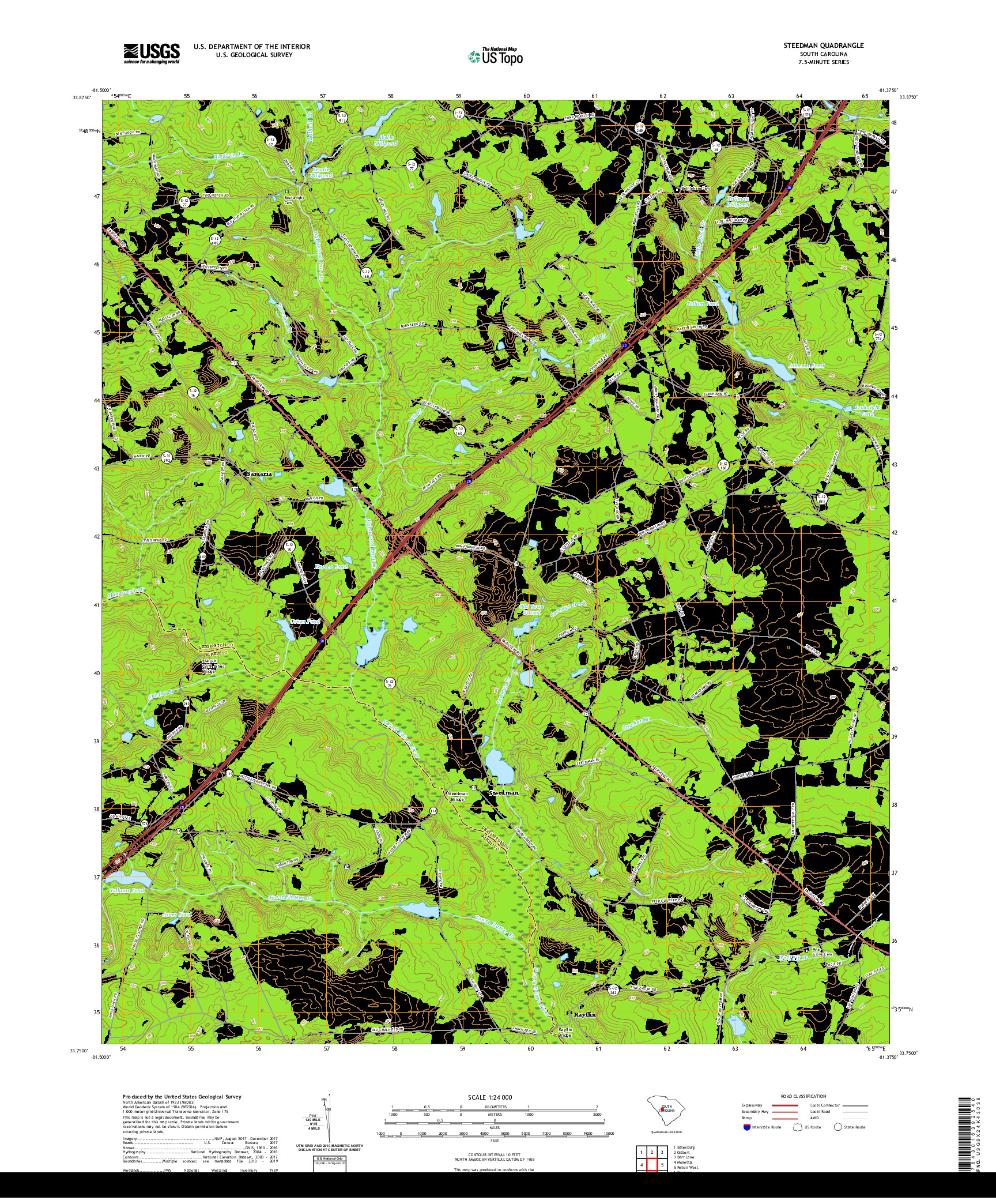 USGS US TOPO 7.5-MINUTE MAP FOR STEEDMAN, SC 2020