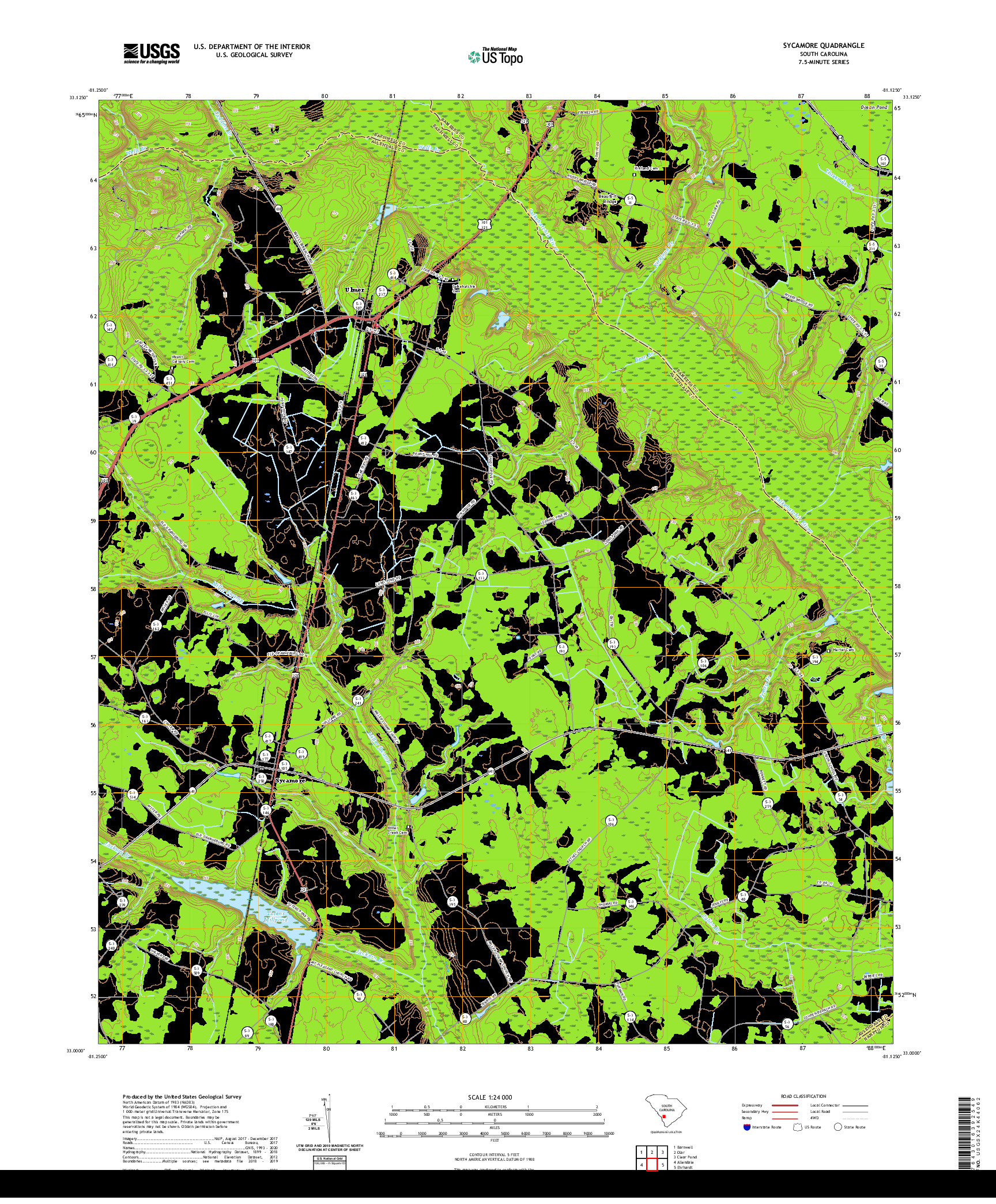 USGS US TOPO 7.5-MINUTE MAP FOR SYCAMORE, SC 2020