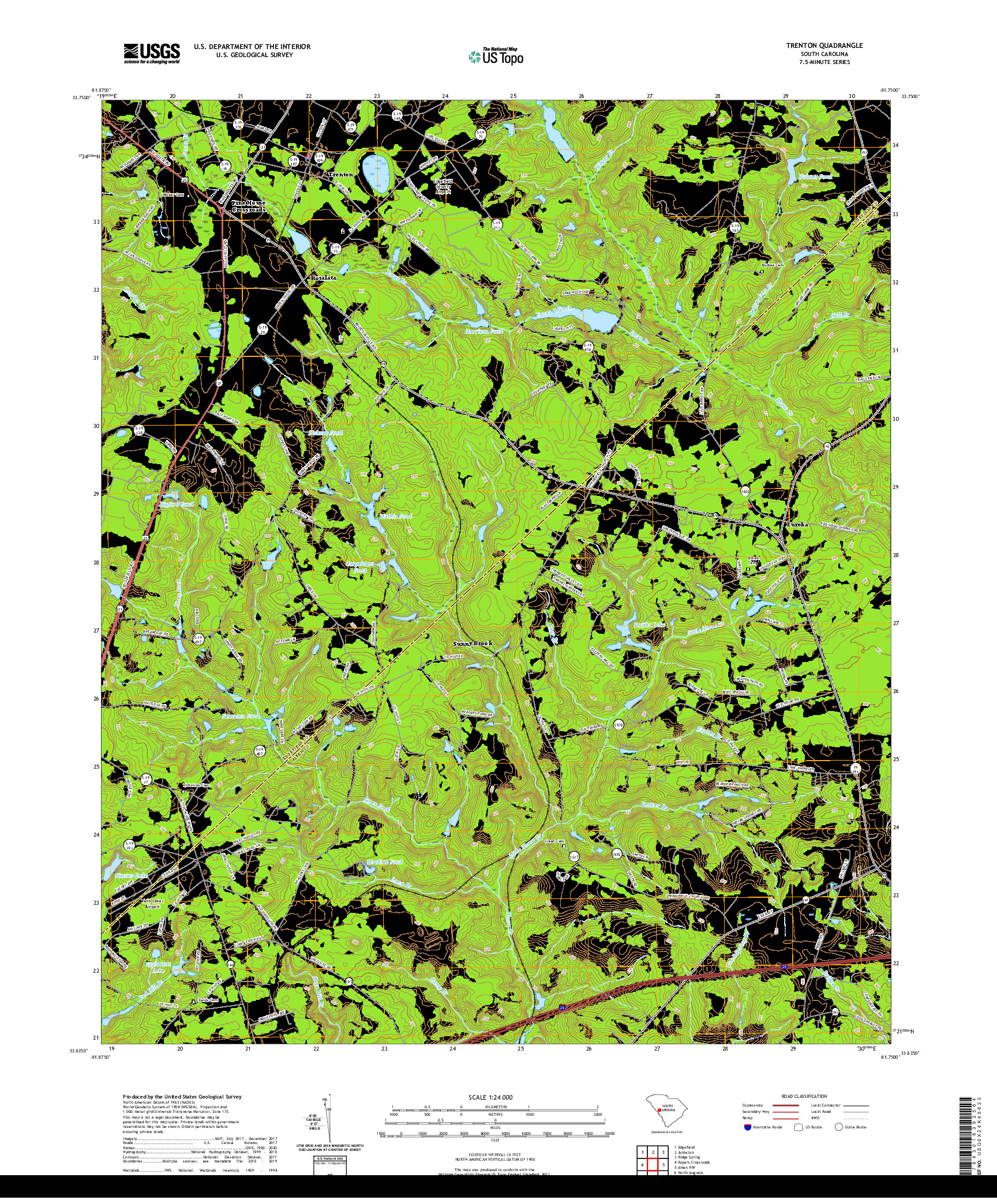 USGS US TOPO 7.5-MINUTE MAP FOR TRENTON, SC 2020