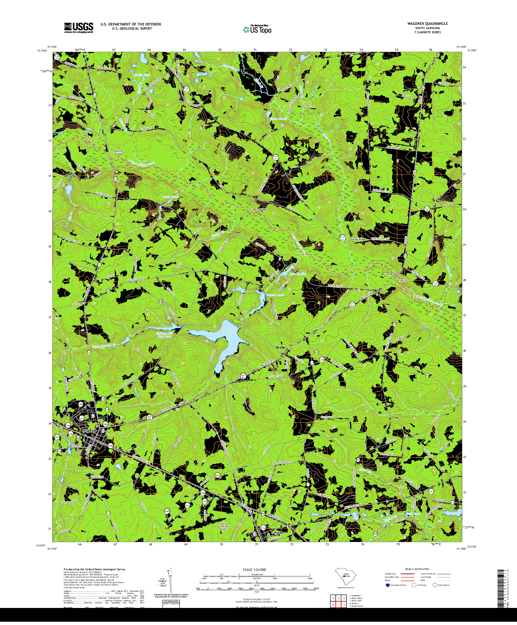 USGS US TOPO 7.5-MINUTE MAP FOR WAGENER, SC 2020