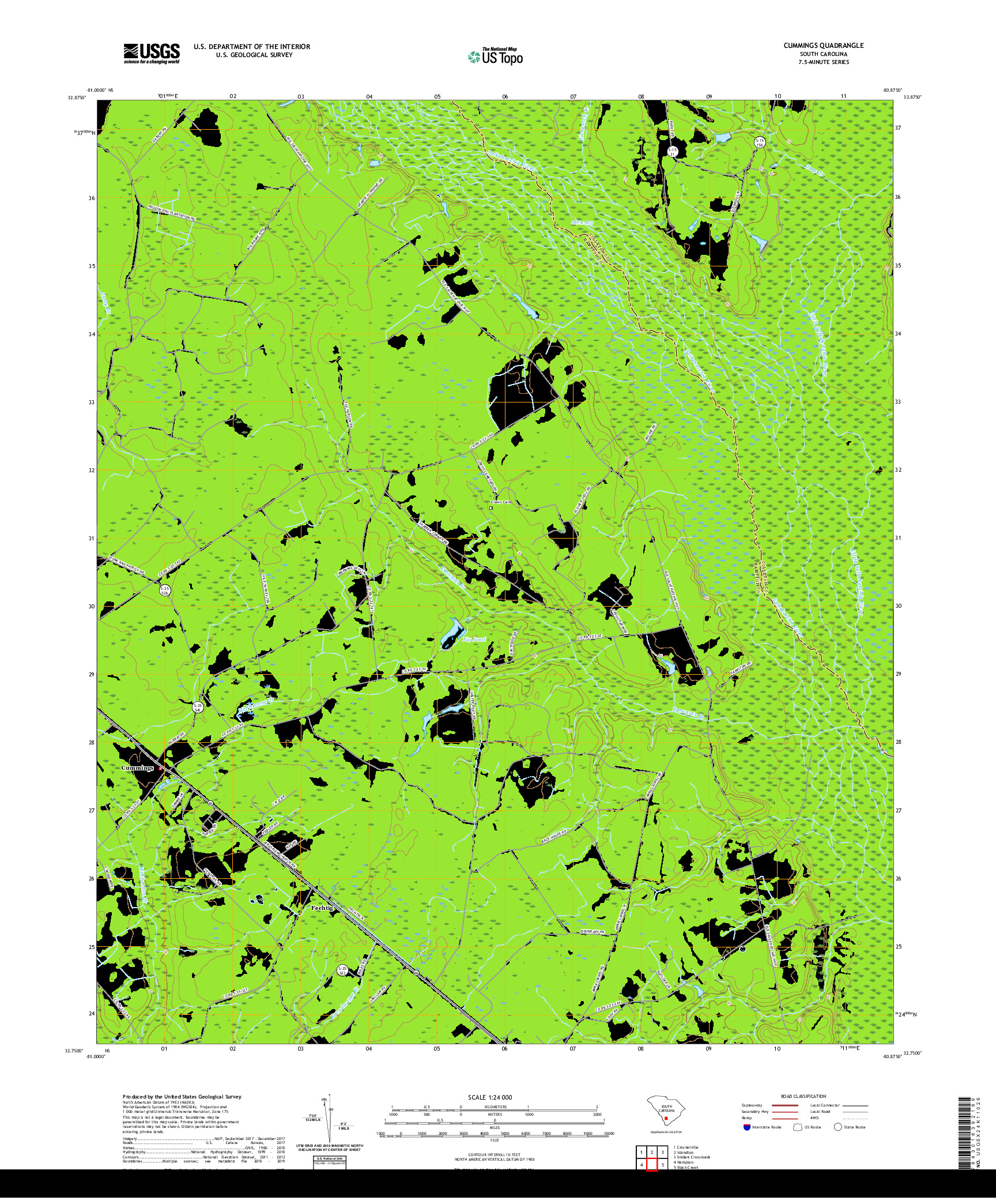 USGS US TOPO 7.5-MINUTE MAP FOR CUMMINGS, SC 2020