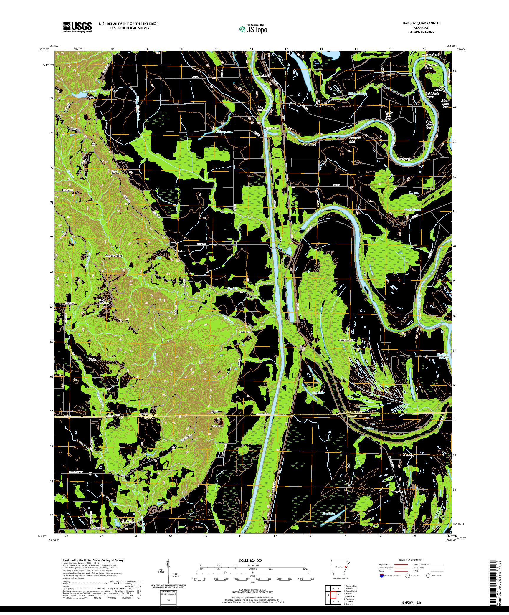 USGS US TOPO 7.5-MINUTE MAP FOR DANSBY, AR 2020