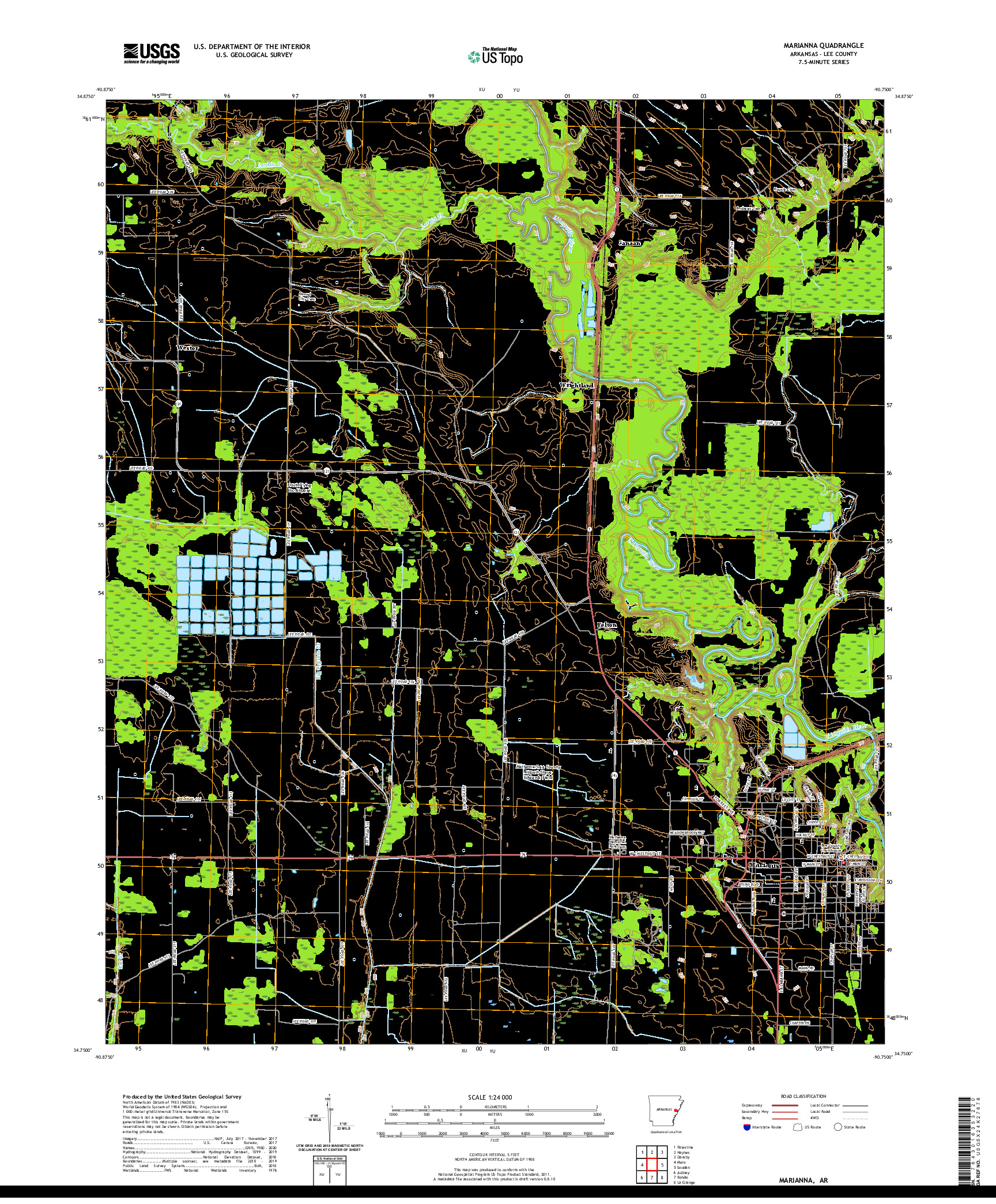 USGS US TOPO 7.5-MINUTE MAP FOR MARIANNA, AR 2020