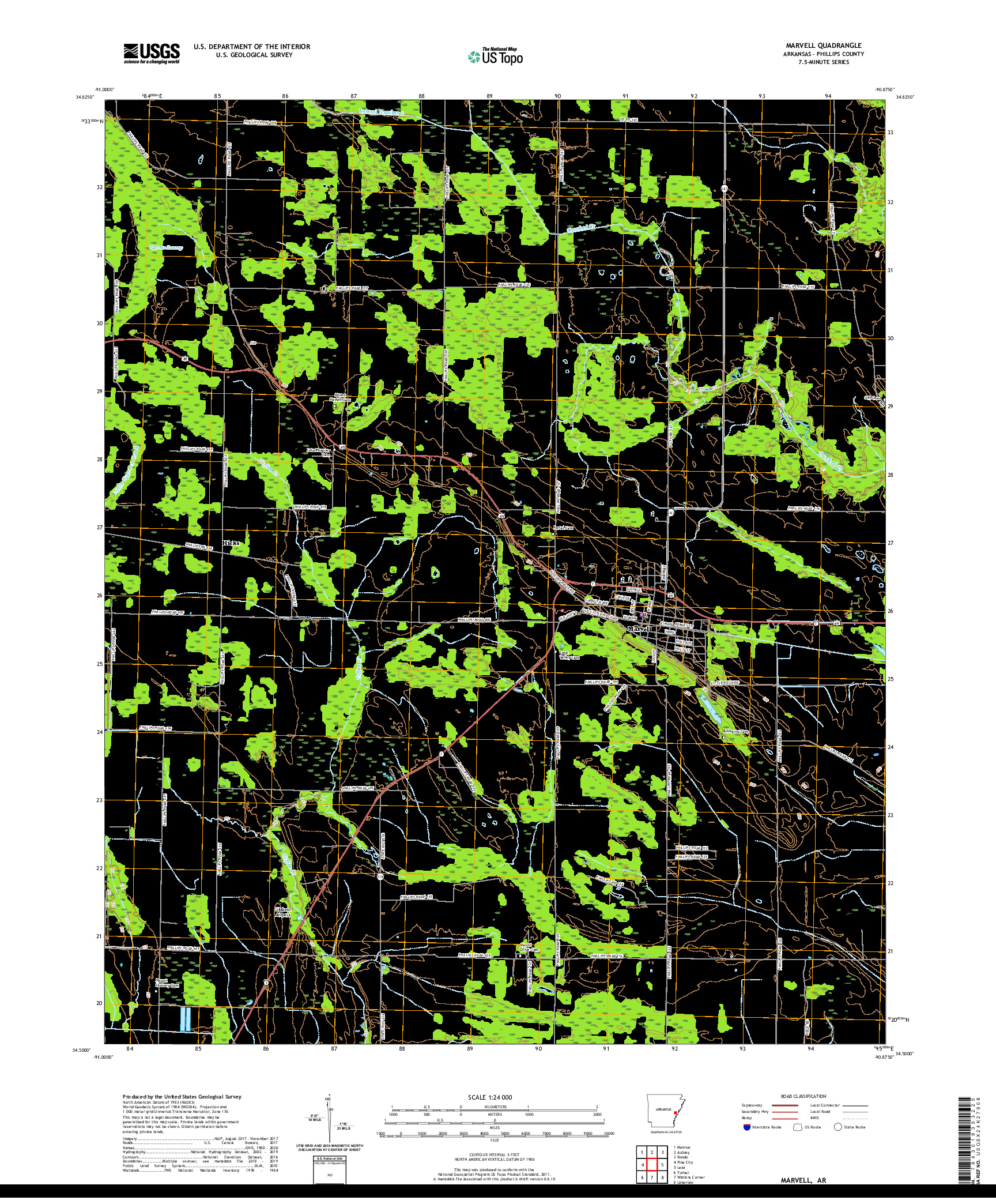 USGS US TOPO 7.5-MINUTE MAP FOR MARVELL, AR 2020