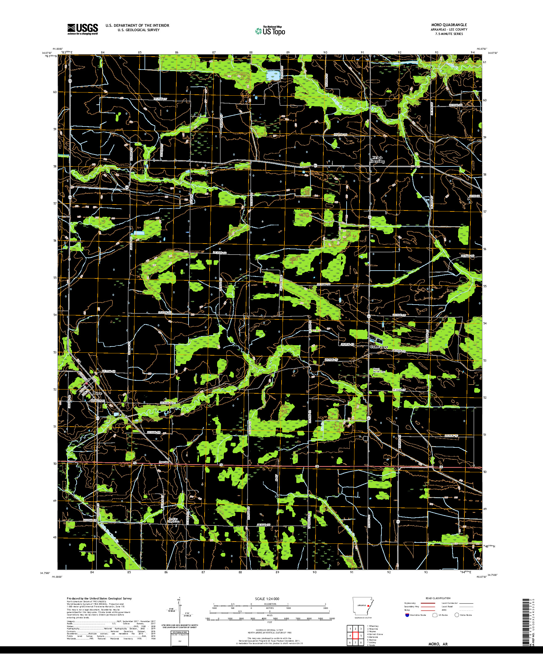 USGS US TOPO 7.5-MINUTE MAP FOR MORO, AR 2020